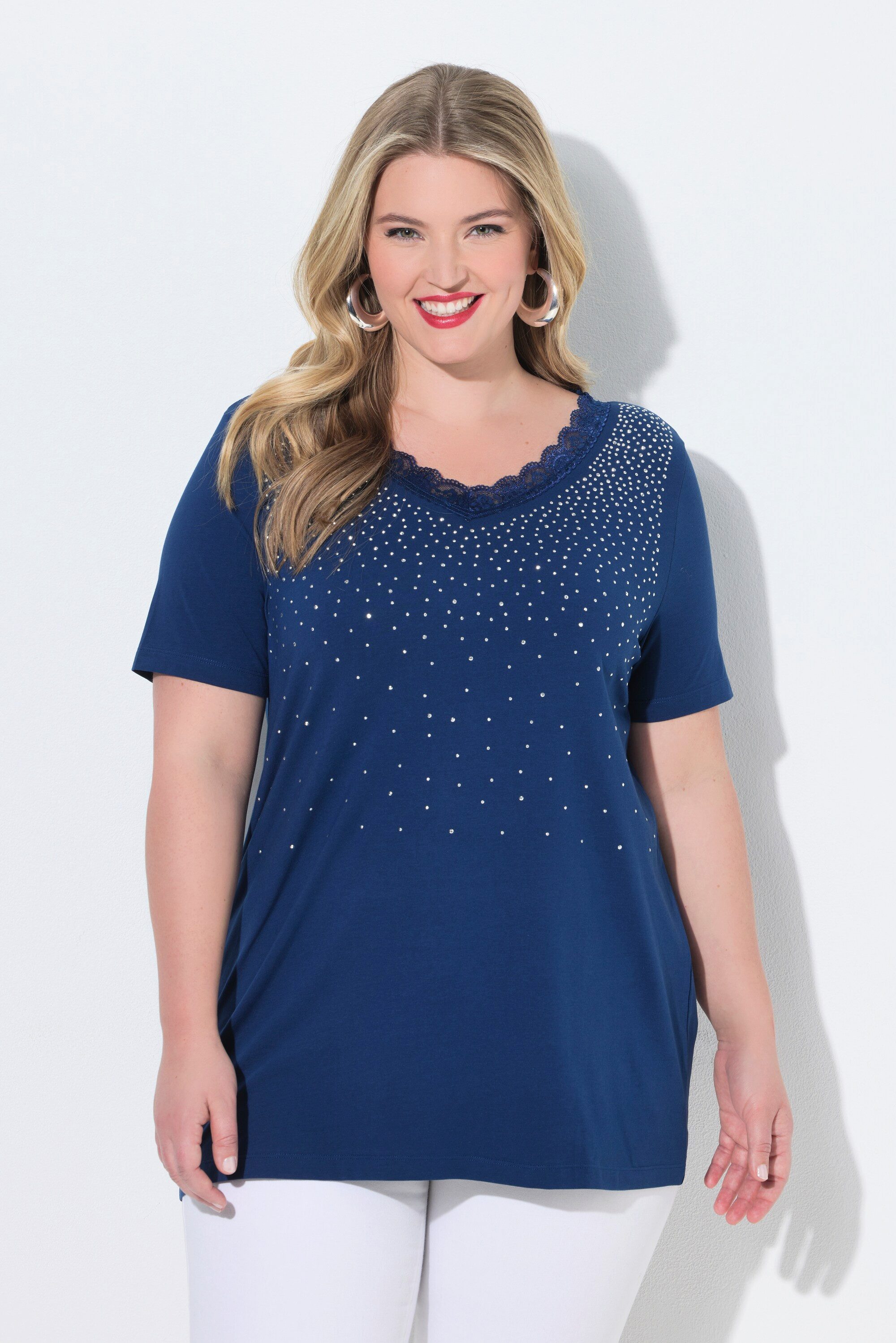 MIAMODA T-Shirt T-Shirt bequeme Passform Glitzersteinchen-Verlauf