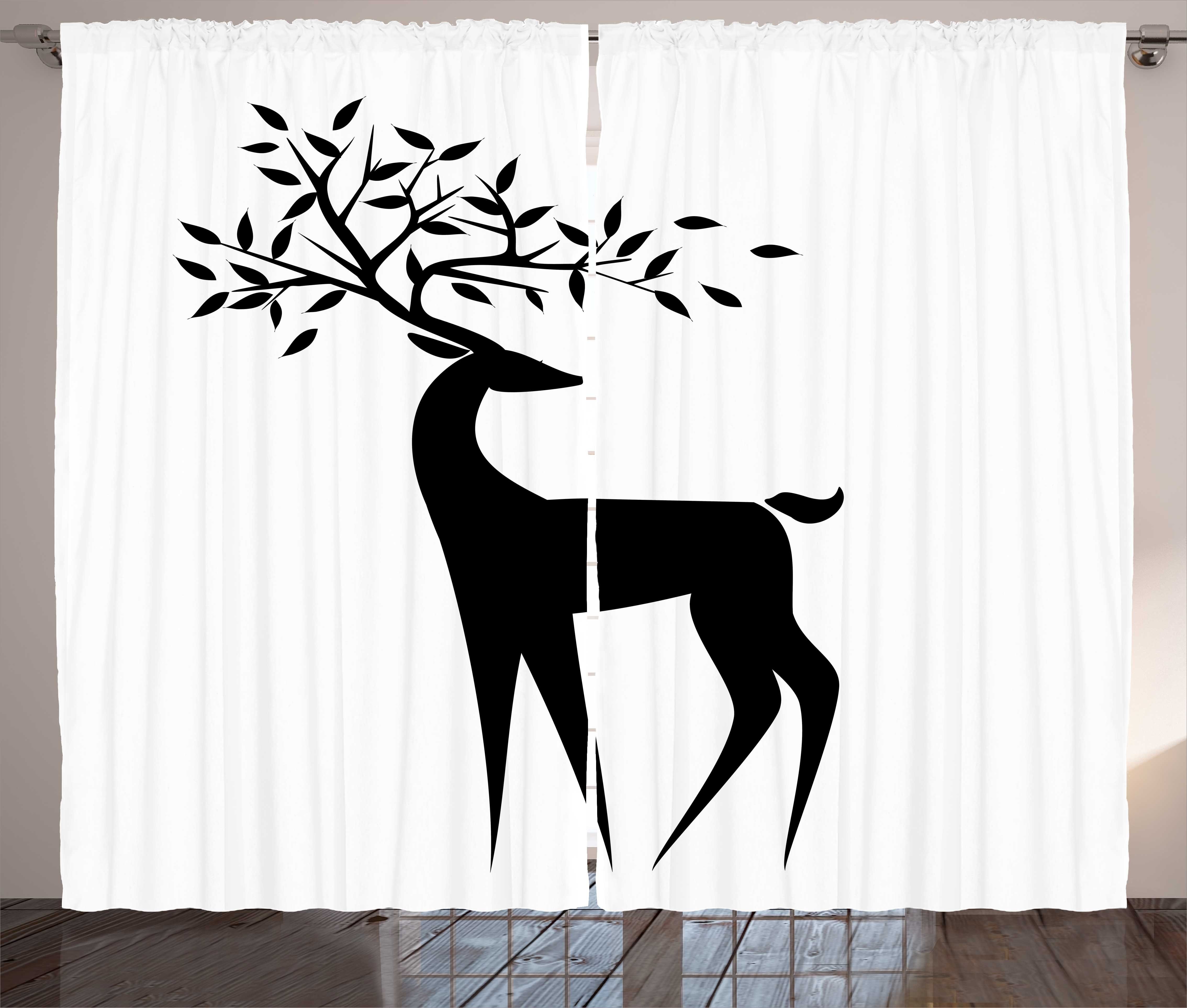 Gardine Schlafzimmer Kräuselband Vorhang mit Schlaufen und Haken, Abakuhaus, Wild jagen Zusammenfassung Reindeer Blatt