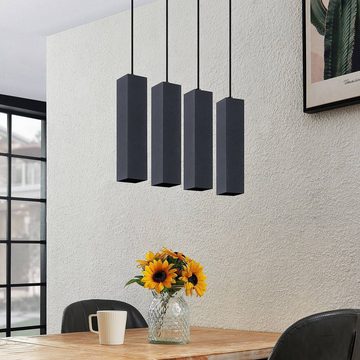 Prios Hängeleuchte Neliyah, dimmbar, Leuchtmittel nicht inklusive, Modern, Eisen, Aluminium, sandSchwarz, 4 flammig, GU10, Deckenlampe