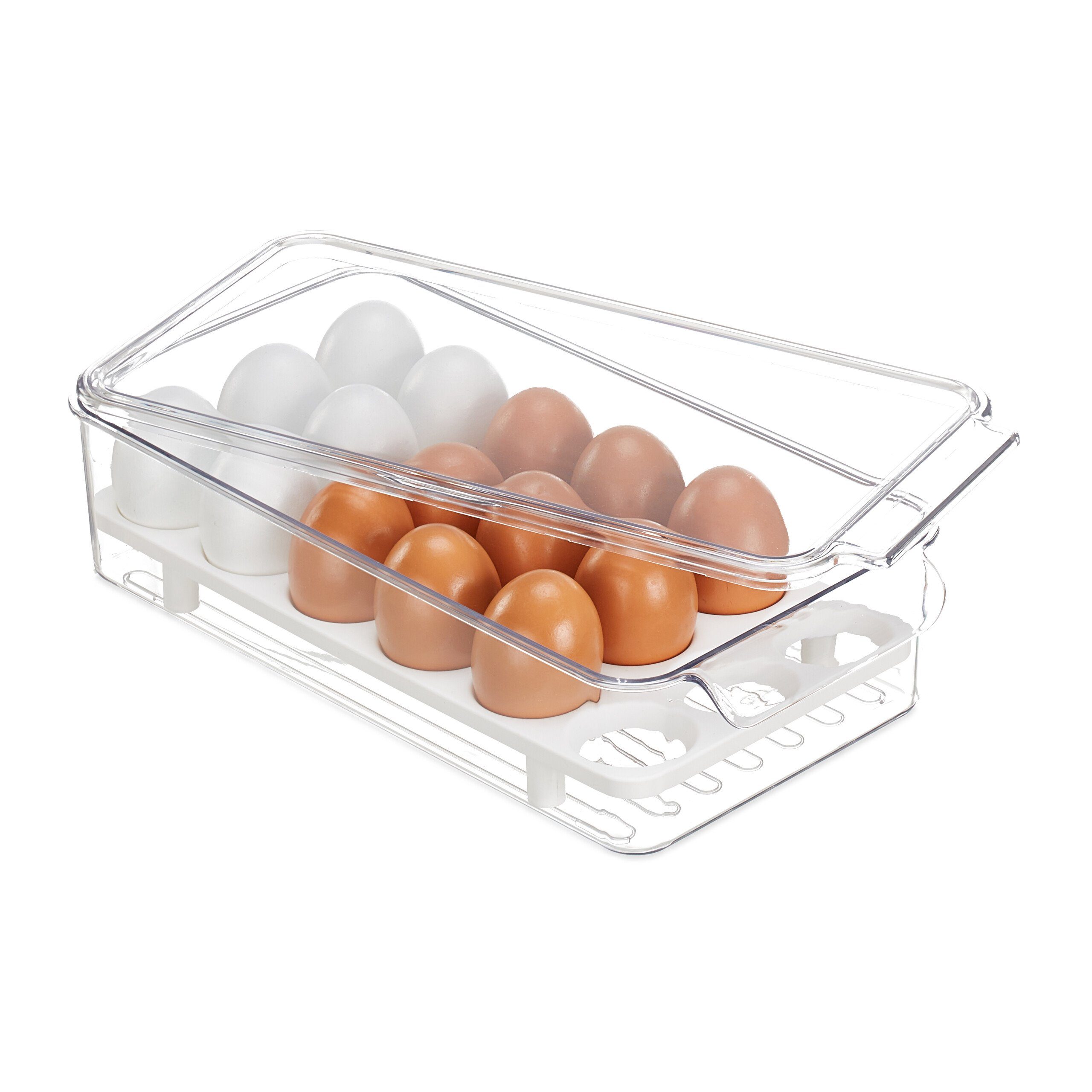relaxdays Eierkorb Kühlschrank Eierbox für 18 Eier, Kunststoff