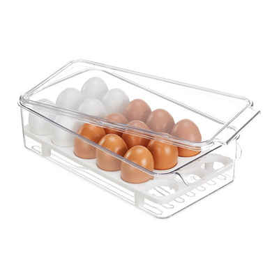 relaxdays Eierkorb Kühlschrank Eierbox für 18 Eier, Kunststoff