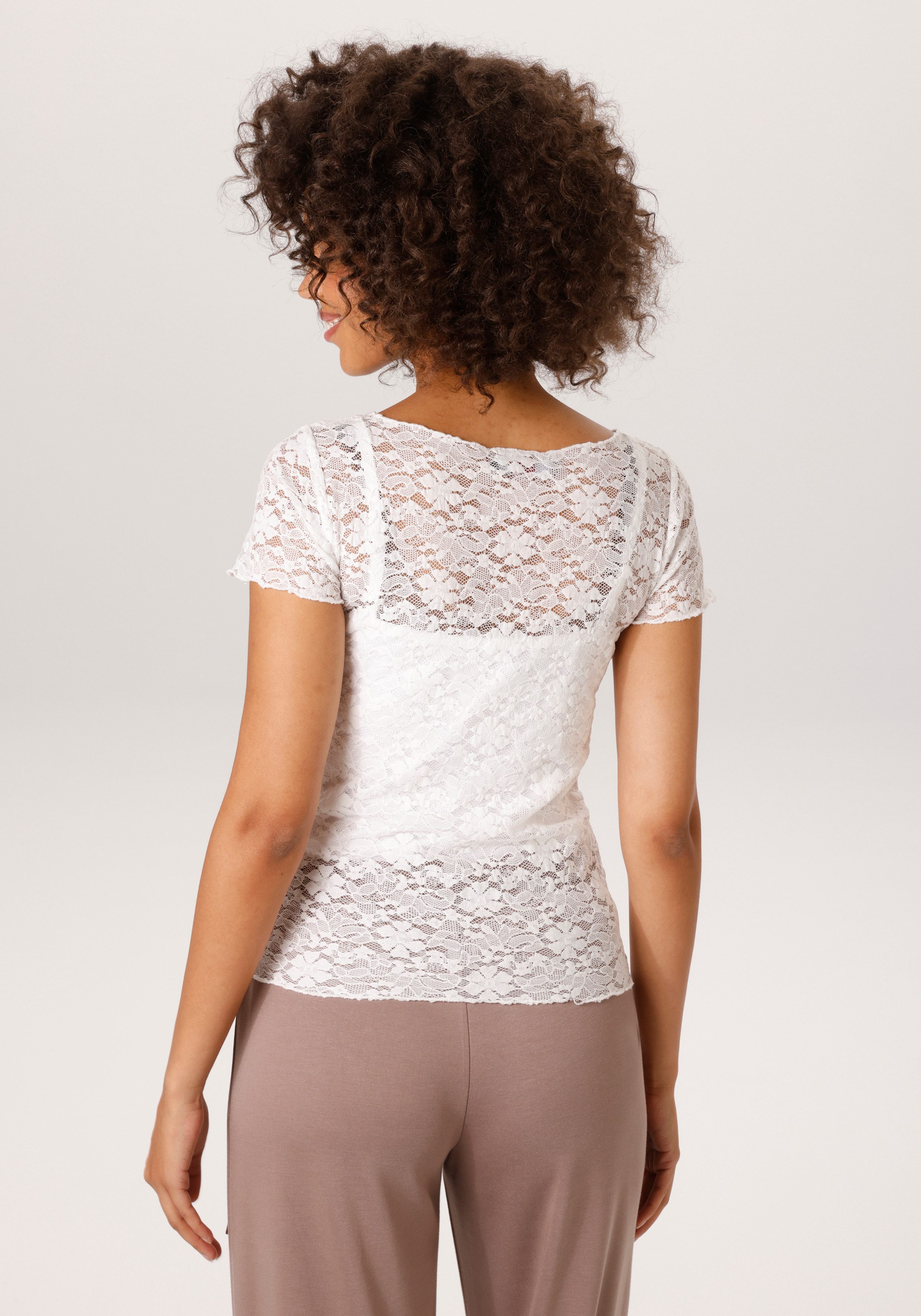 Aniston CASUAL T-Shirt aus floraler Häkelspitze - NEUE KOLLEKTION