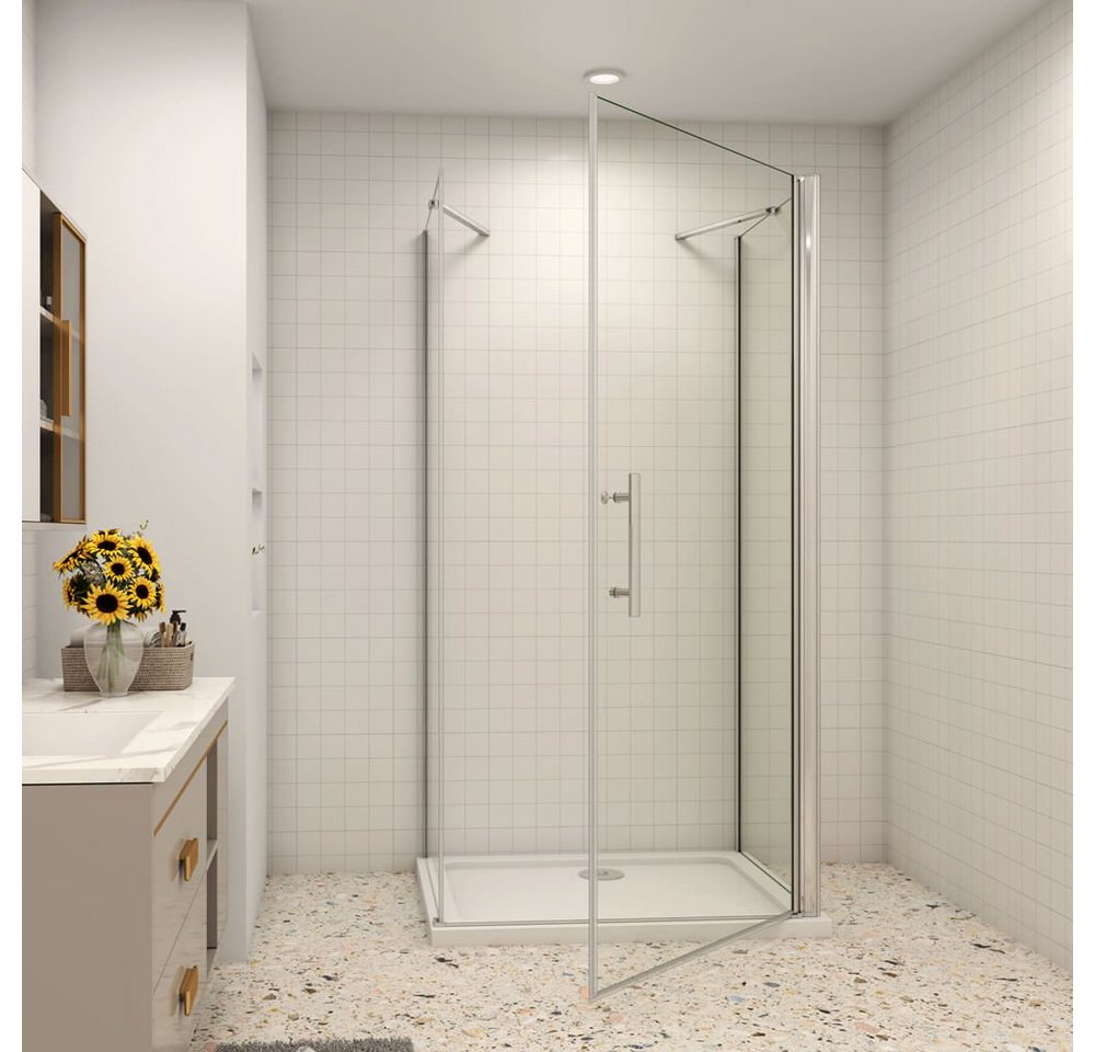 Thumbnail - duschspa Komplettdusche 185cm 6mm ESG Duschkabine Schwingtür Pendeltür Drehtür Duschtür, BxT: 70x70 cm, Einscheibensiche...