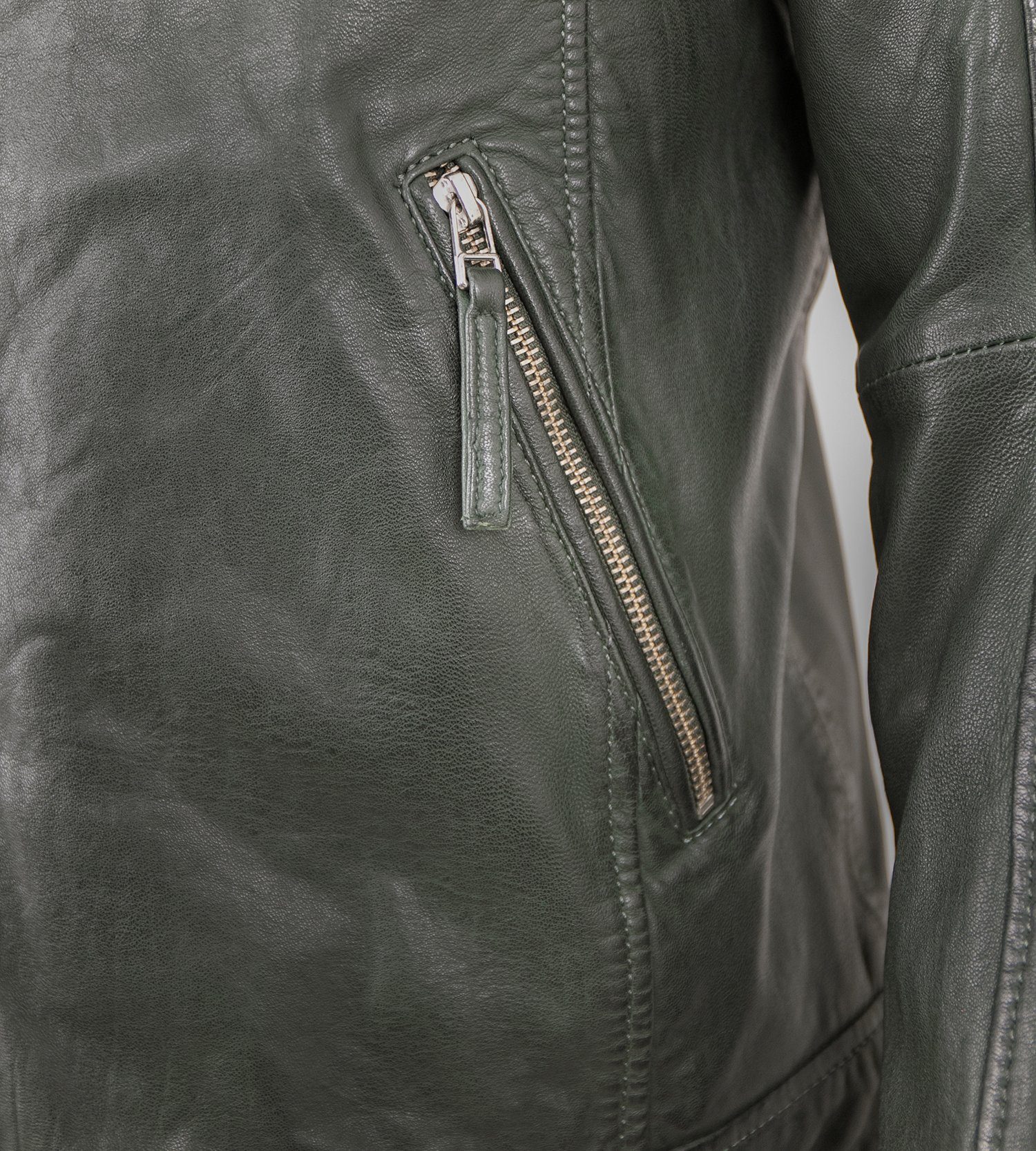 Jilani Lederjacke Arrow Jilani - Herren Lederjacke Kapuze Lammnappa petrol