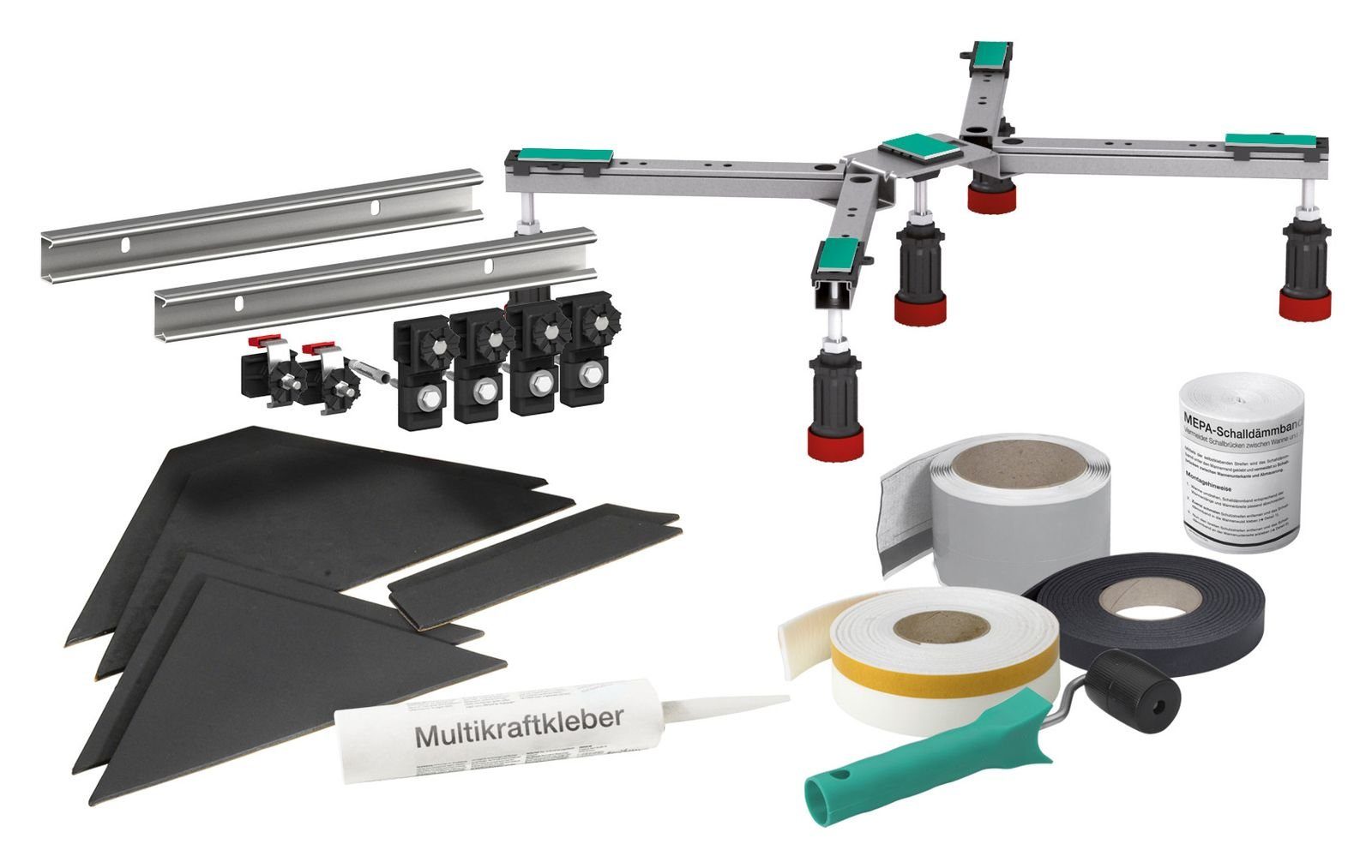 MEPA Armaturen-Befestigungselement MEPA Duschwannenset BW-5-Maxi Acryl 3S+ für Duschwannen aus Acryl