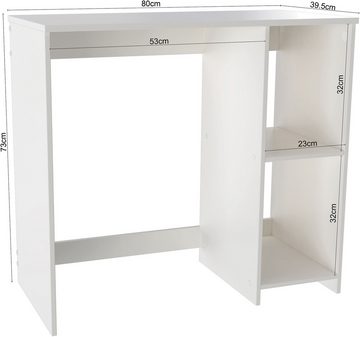 INOSIGN Schreibtisch BAKAR, Laptoptisch, Computertisch, 2 offene Fächer, platzsparend, Breite/Höhe 40x80 cm