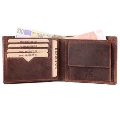 Mercano Geldbörse für Herren aus Echtleder (inkl. Geschenkbox), Doppelnaht, RFID-Schutz, vielseitige Dokumentenfächer