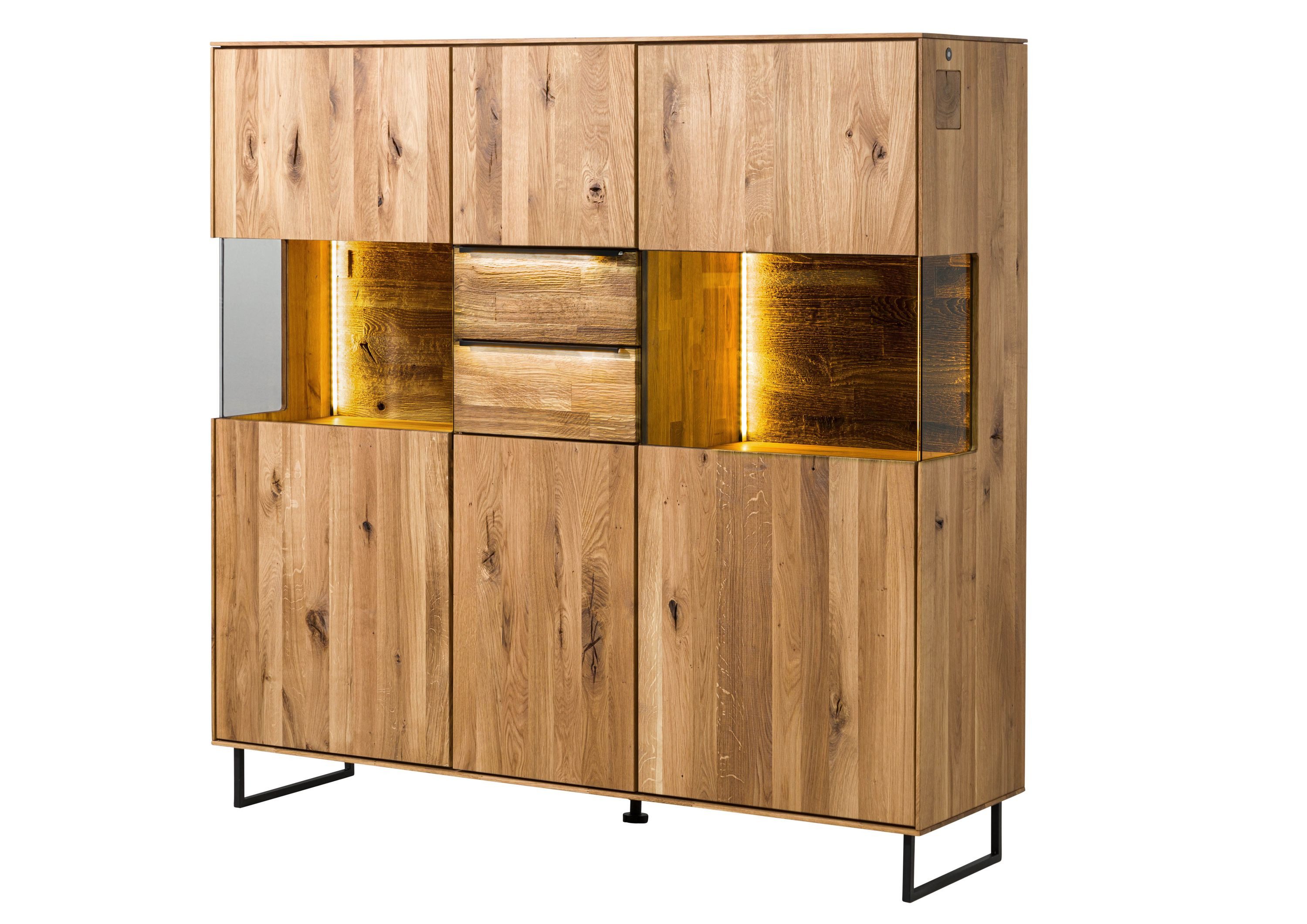 Massivmoebel24 Highboard (Wildeiche 148x43x144 natur geölt WIEN #226), Wildeiche 148x43x144 natur geölt WIEN #226