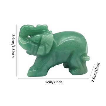 HYTIREBY Tierfigur Natürlicher grüner Jadestein Elefant,Glücksbringer Elefant Figur (1 St), Kristall Edelstein geschnitzter Elefant Statue Ornament (5,1 cm grün)