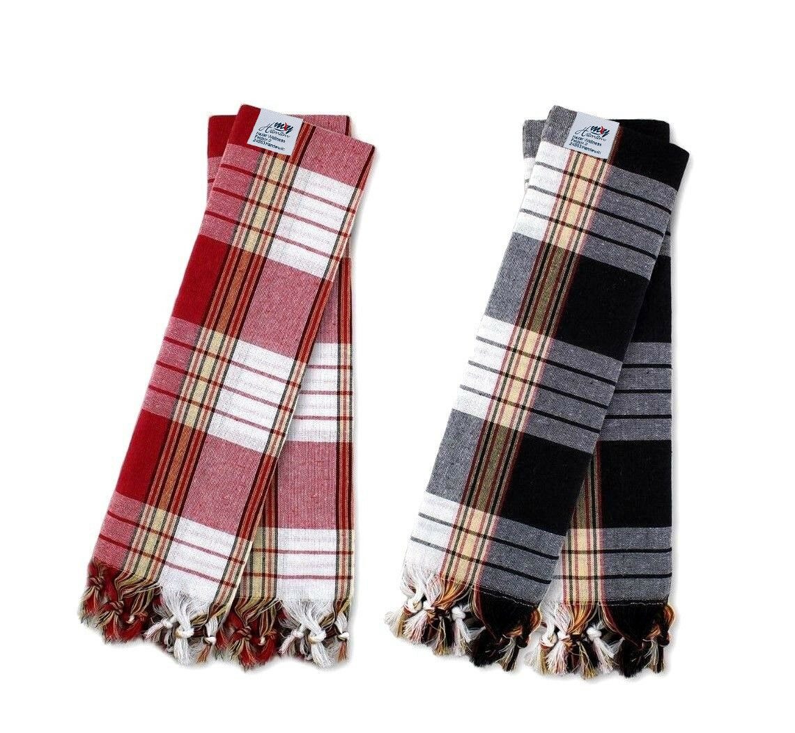 my Hamam Hamamtücher Pestemal Hamamset Classic 2x rot und 2x schwarz, Baumwolle, Polyester (Spar-Set, 4-St), saugstark, kompakt & vielseitig