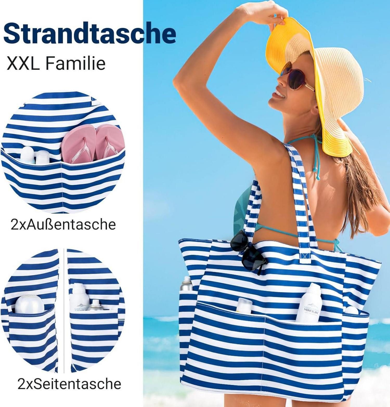 LuxusKollektion XL-Strandtasche Strandtasche XXL Familie Damen günstig online kaufen