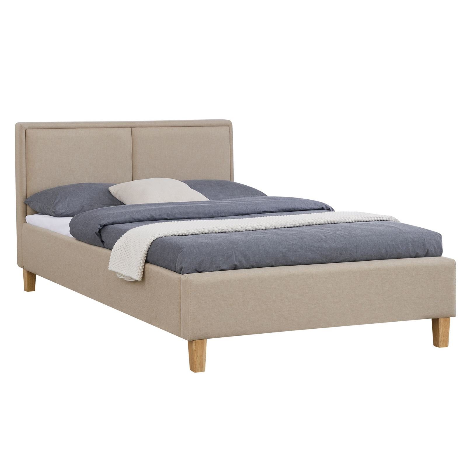 CARO-Möbel Polsterbett ANAIS, Einzelbett mit Stoffbezug 120x200 cm inkl. Lattenrost beige