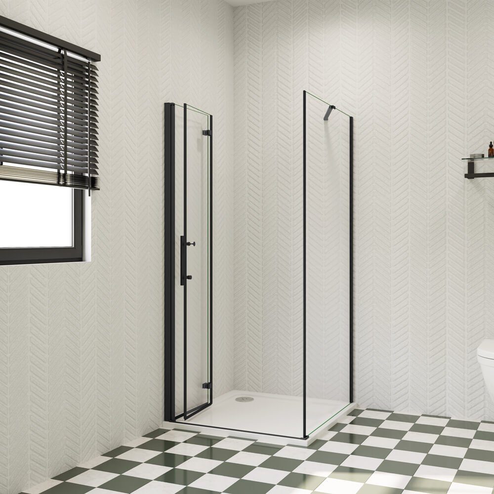 duschspa Eckdusche 185cm Nano Glas Eckeinstieg Duschkabine Duschtür Falttür Scharniertür, BxT: 70x80 cm, Einscheibensicherheitsglas, Sicherheitsglas, Set, ebenerdiger Einbau möglich