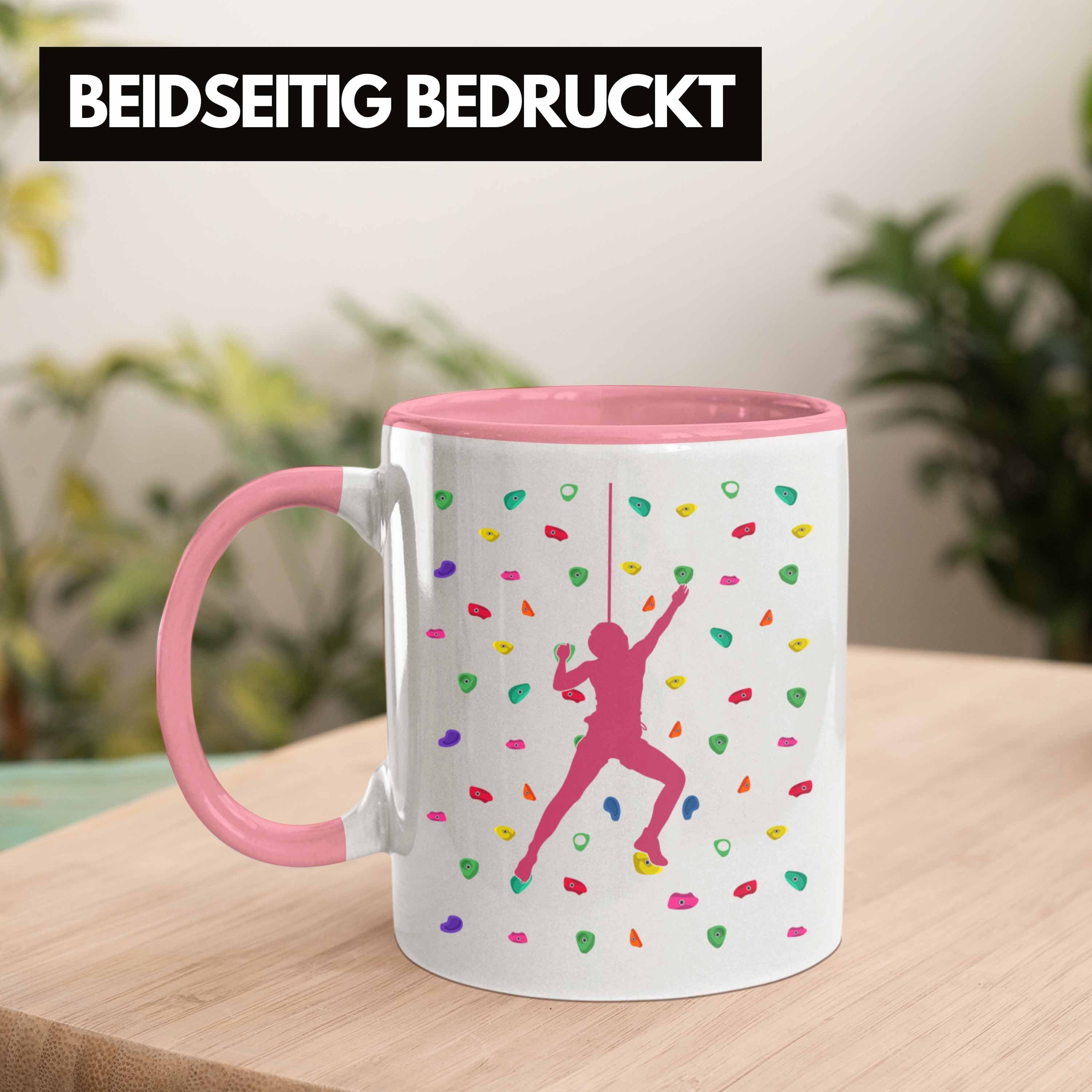 - Tasse Tasse Geschenkidee Trendation Lustige Kletterer Trendation Tasse Hobby Rosa Geschenk Klettern