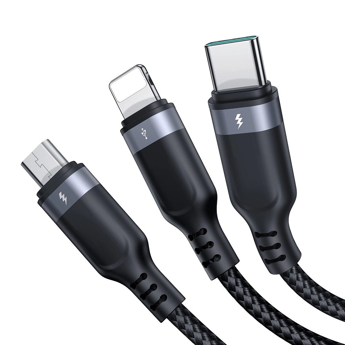 JOYROOM 3in1 Ladekabel USB-A/USB-C/Micro-USB+kompatibel mit iPhone Smartphone-Kabel