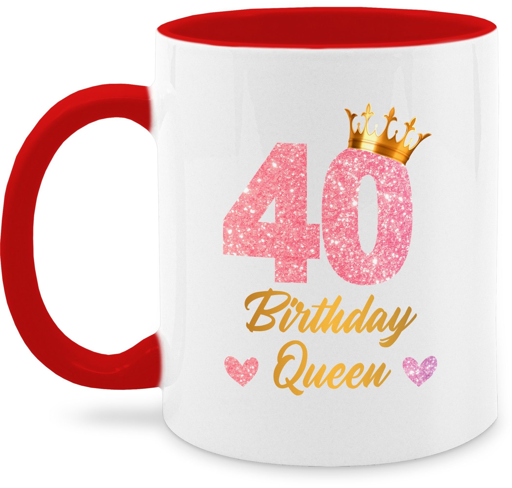 Rot Tasse Shirtracer Geburtstags Keramik, Geburtstagsgeschenk Geburtstag 40, Königin 40 40. Birthday 3 Tasse Queen