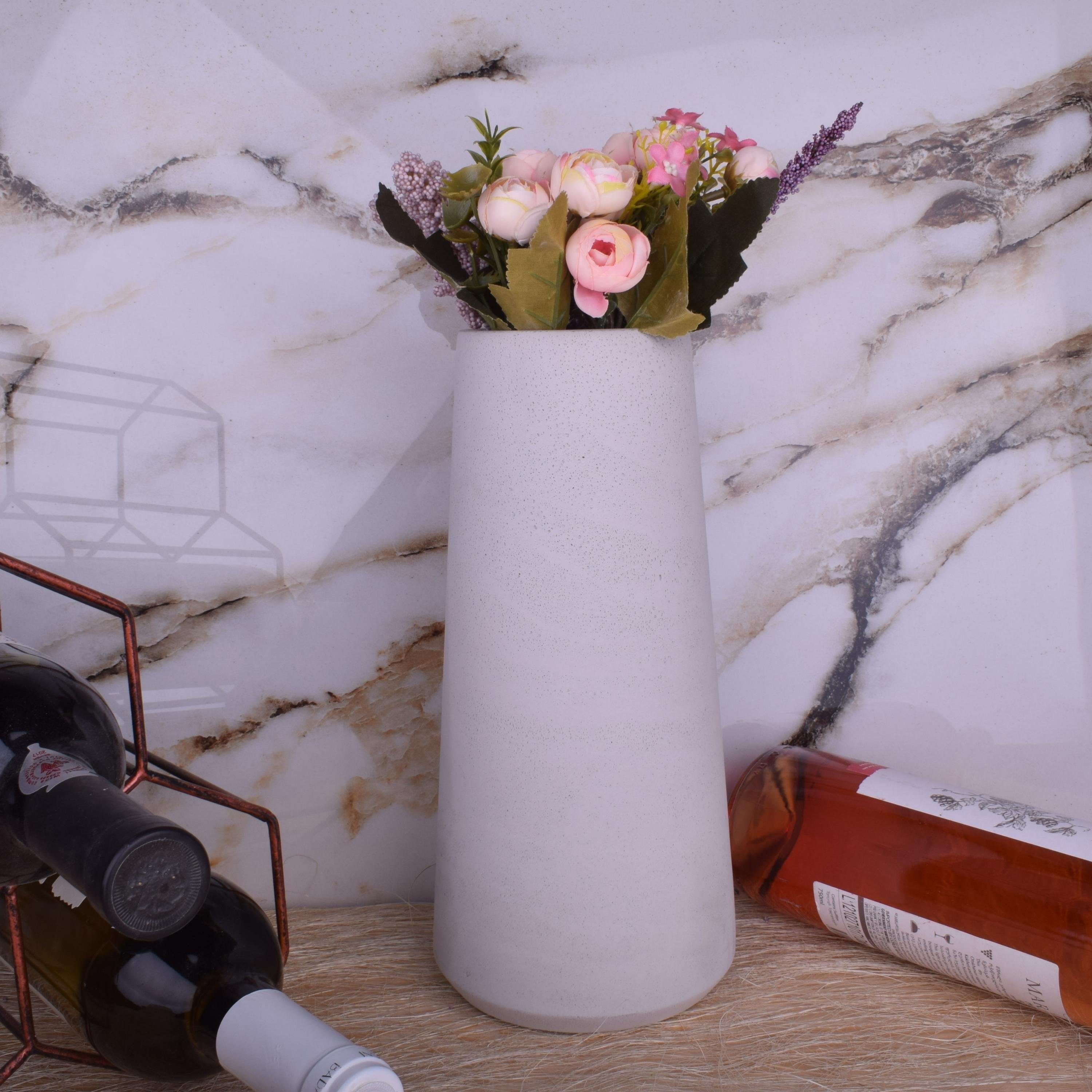 TIVENDIS Dekoschale Vase aus "Ellie" Beton Design grau