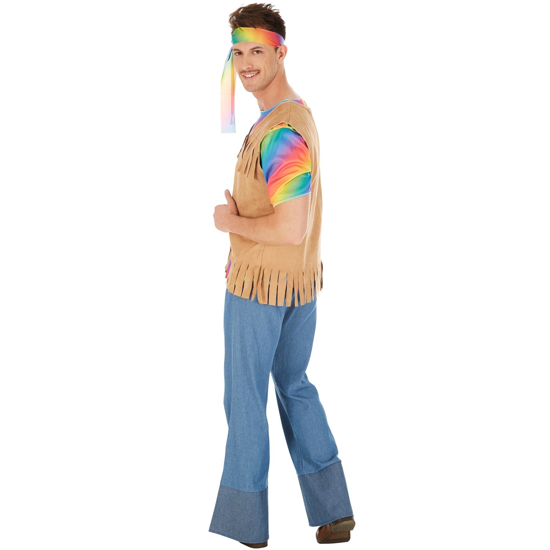 dressforfun Hippie-Kostüm Herrenkostüm Hippie Peace, Cooles, buntes Elastik-Jersey-T-Shirt