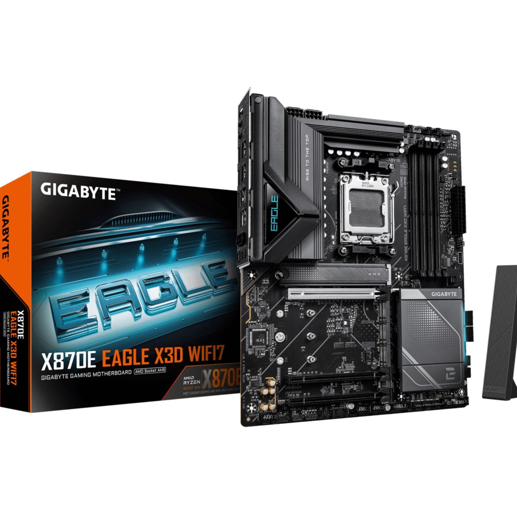 Gigabyte X870E EAGLE X3D WIFI7 Mainboard – Unterstützt AMD Ryzen 9000 CPUs, dig Mainboard