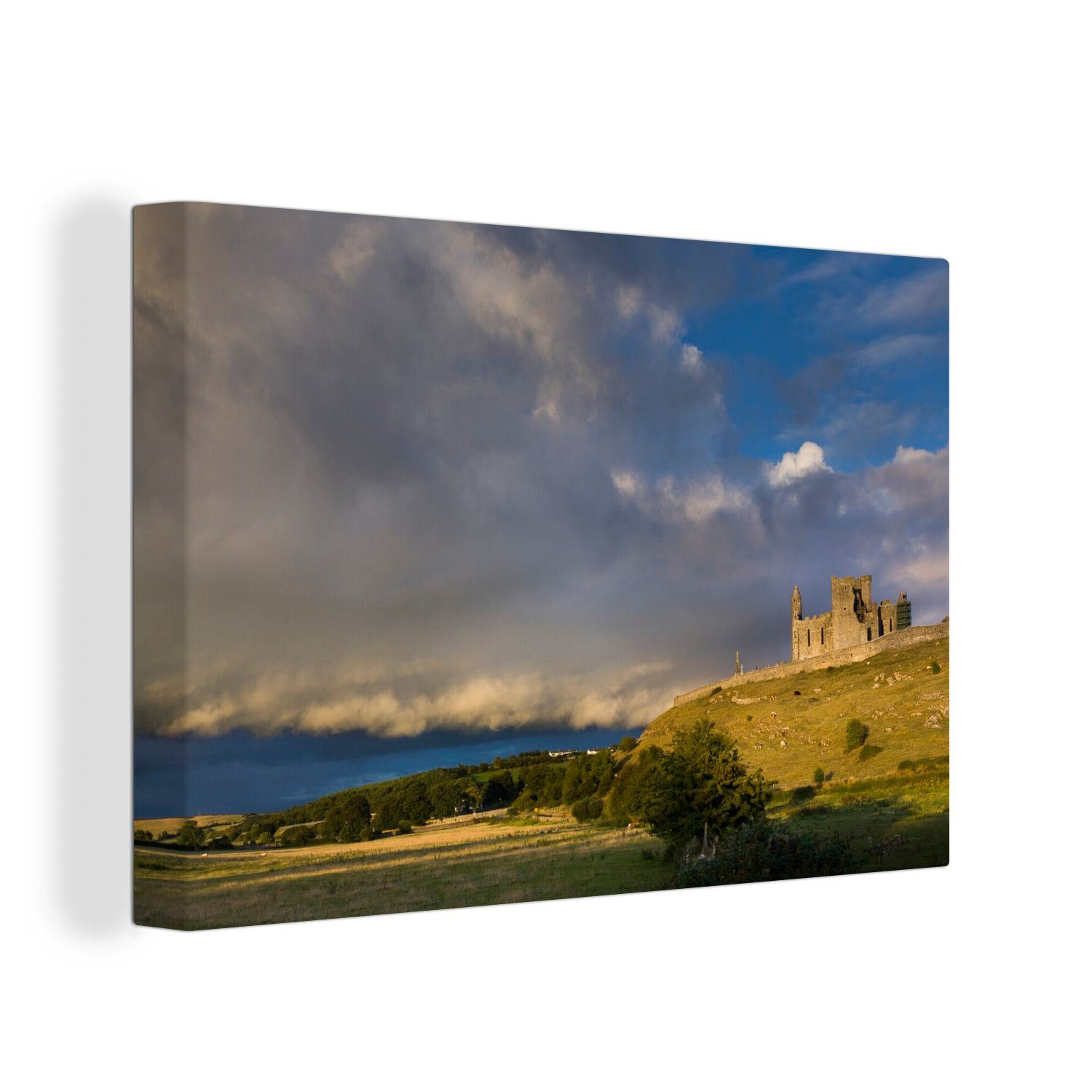 OneMillionCanvasses® Leinwandbild Rock of großen Wanddeko, Leinwandbilder, Abend Wolken, Cashel Wandbild 30x20 Irland (1 am St), in Aufhängefertig, cm mit