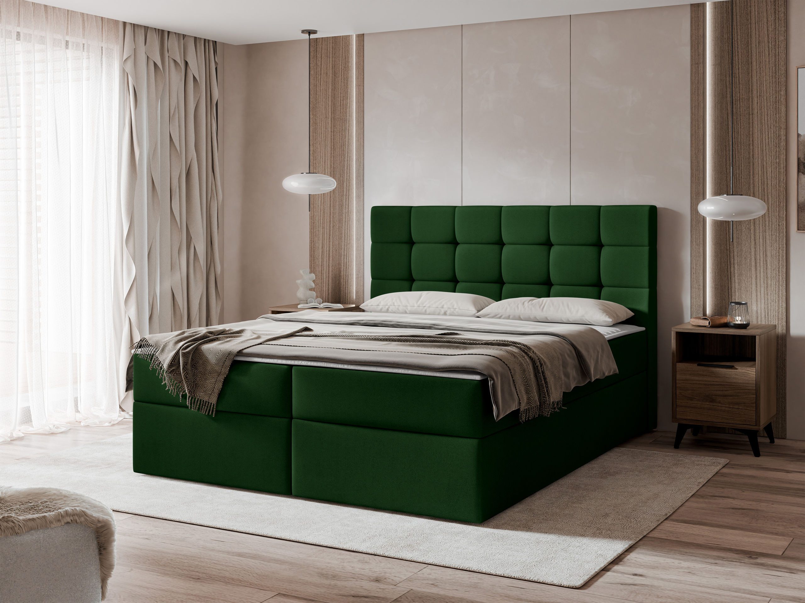 MIRJAN24 Boxspringbett Luanda (Bonell-Matratze und Topperr), mit zwei Bettkästen für die Bettwäsche