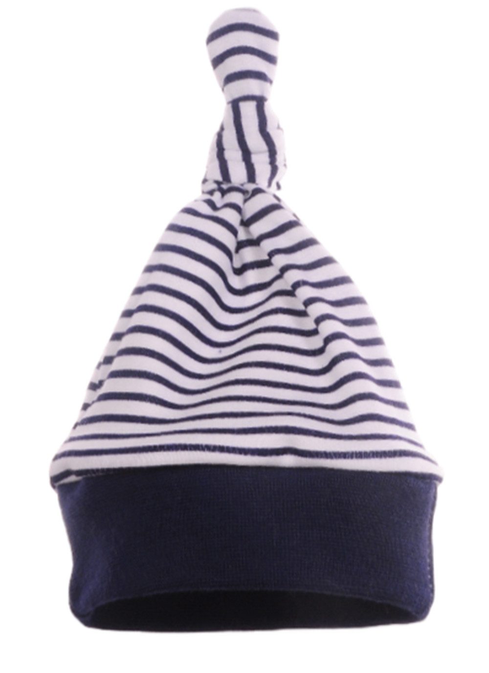 La Bortini Erstlingsmütze Mütze und Kratzhandschuhe Baby Set Knotenmütze Fäustlinge aus Baumwolle, gestreift, 32 34 36 38 40 42