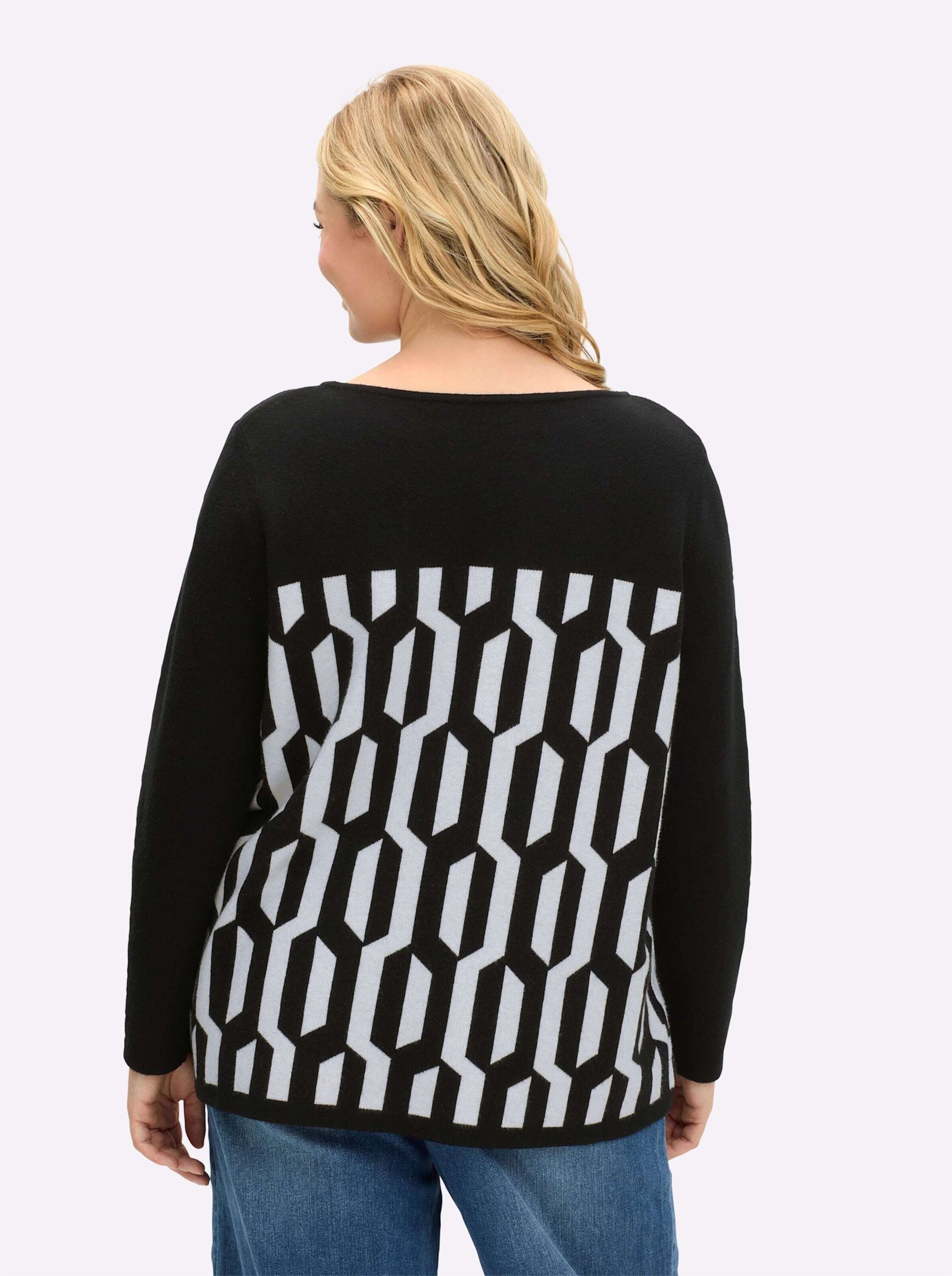Sheego Strickpullover Pullover Langarm Jersey, Jacquard günstig online kaufen