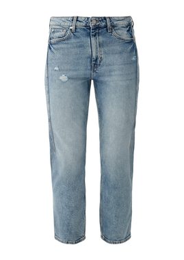s.Oliver 7/8-Jeans Cropped-Jeans Karolin / Regular Fit / High Rise / Straight Leg Waschung, Destroyes, Ziernaht