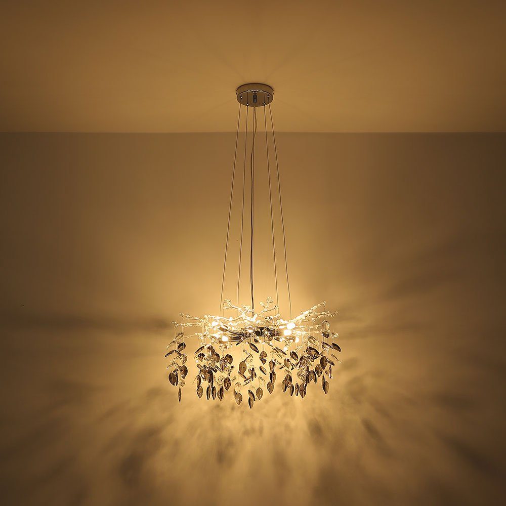 GLOBO LIGHTING Hängeleuchte, Leuchtmittel nicht inklusive, Pendelleuchte Kronleuchter Metall Glaskristalle chrom L 120 cm