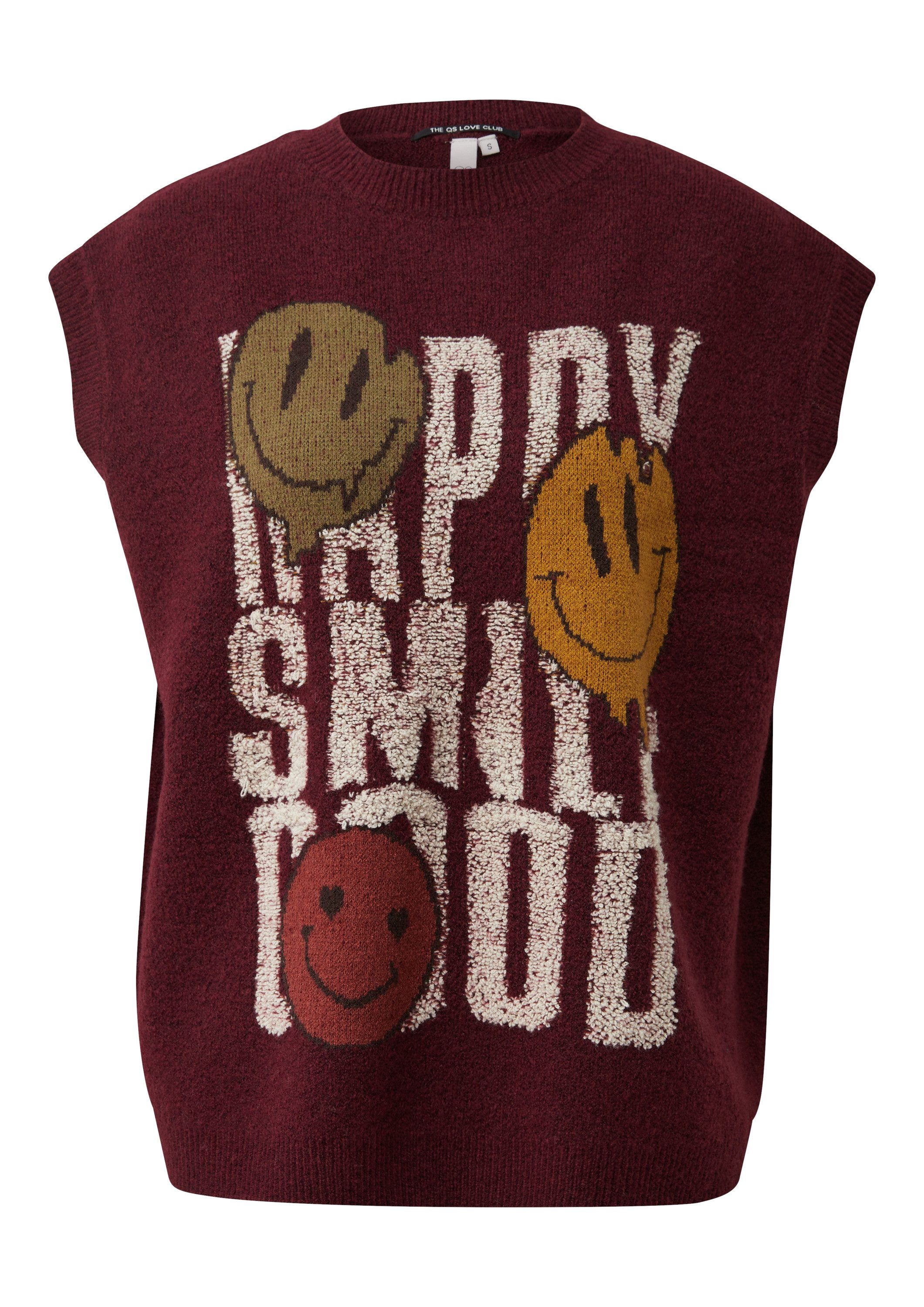 QS Kurzarmpullover Strickpullover Oversized Pullunder mit Intarsie günstig online kaufen