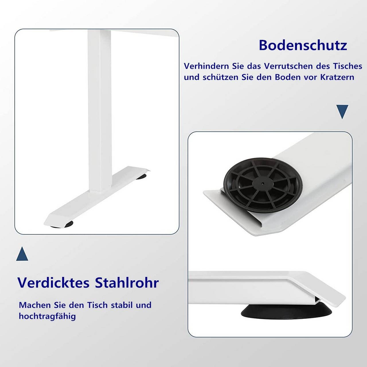 Schreibtisch höhenverstellbar Elektrisch mit Weiß Tischgestell Motor Woltu (1-St),