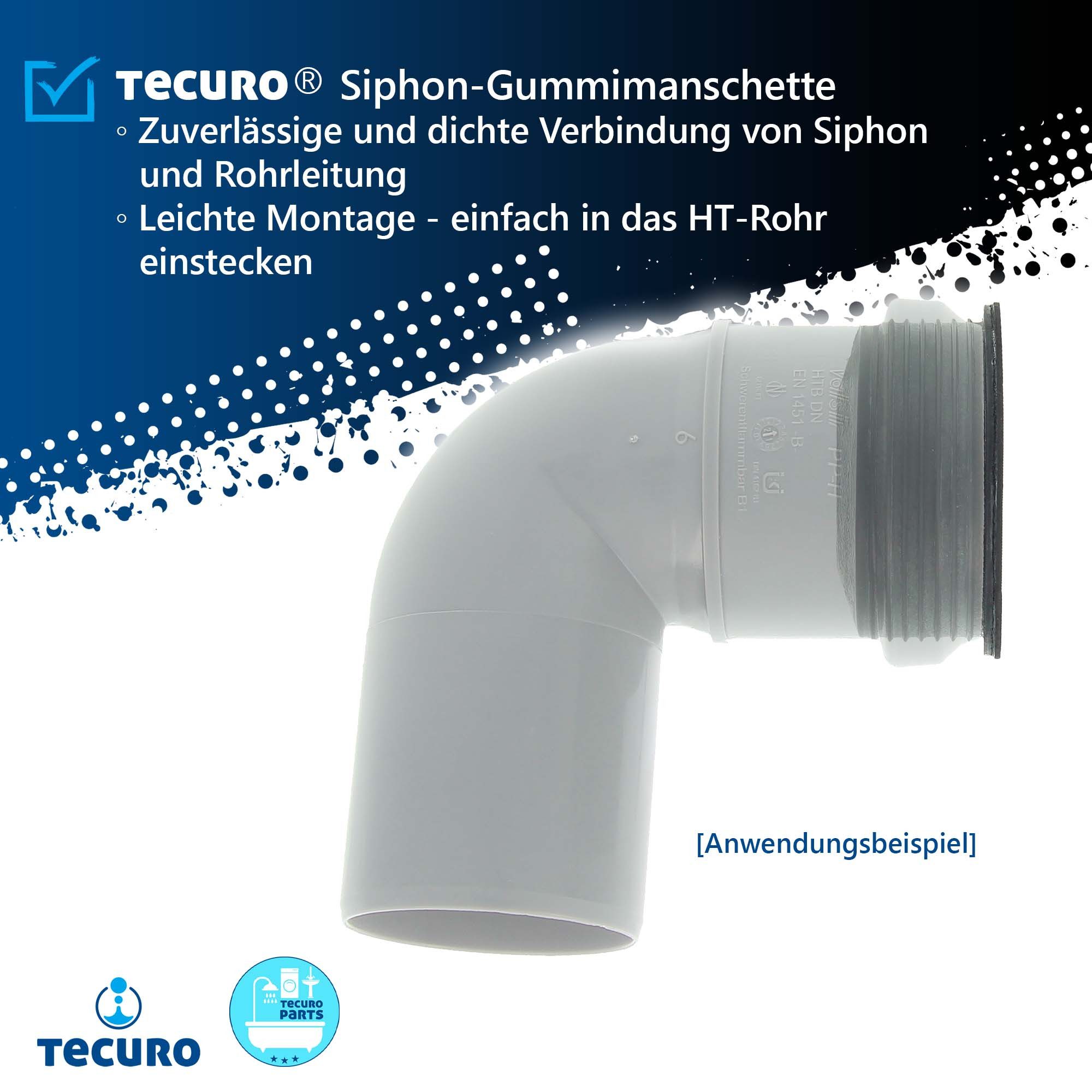 tecuro Ablaufrohr Siphon-Gummimanschette für Abflussrohr HT-Rohr verschiedene Größen, Ø 32/50 mm