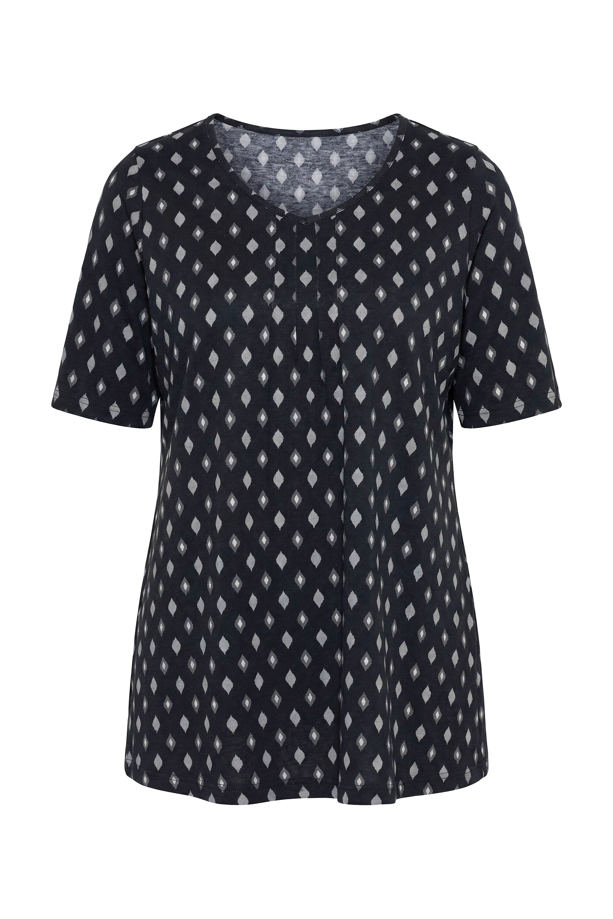 Ulla Popken T-Shirt T-Shirt Biesen A-Linie V-Ausschnitt Halbarm