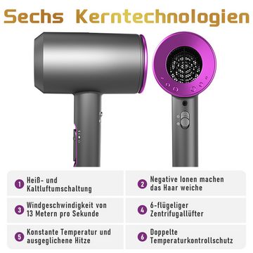 walkbee Haartrockner Ionic-Haartrockner, Leistungsstark Föhn Ionen Dry & Style Hairdryer, 1800,00 W, Schnell Trocknend, Geräuscharm mit 2 Stylingdüse & 1 Diffusor, für Frauen Lockiges Haar, Zuhause, Salon, Reisen