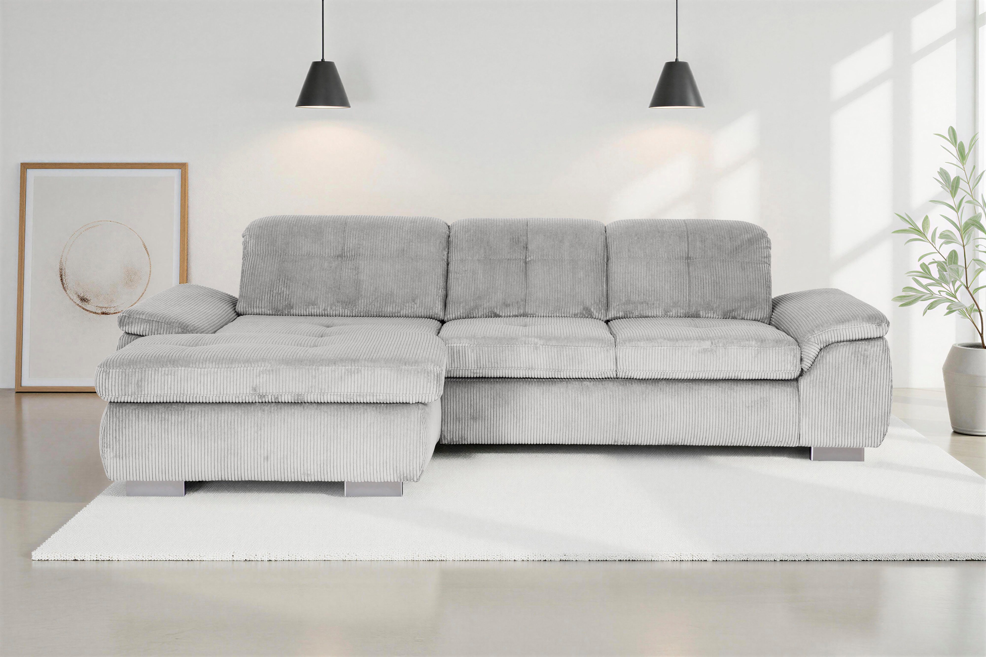 Die PlanBar Ecksofa MP-IN16037 L-Form, Breite 289 cm, mit Kaltschaum-Polsterung, mit Sitztiefenverstellung & Zierkissen
