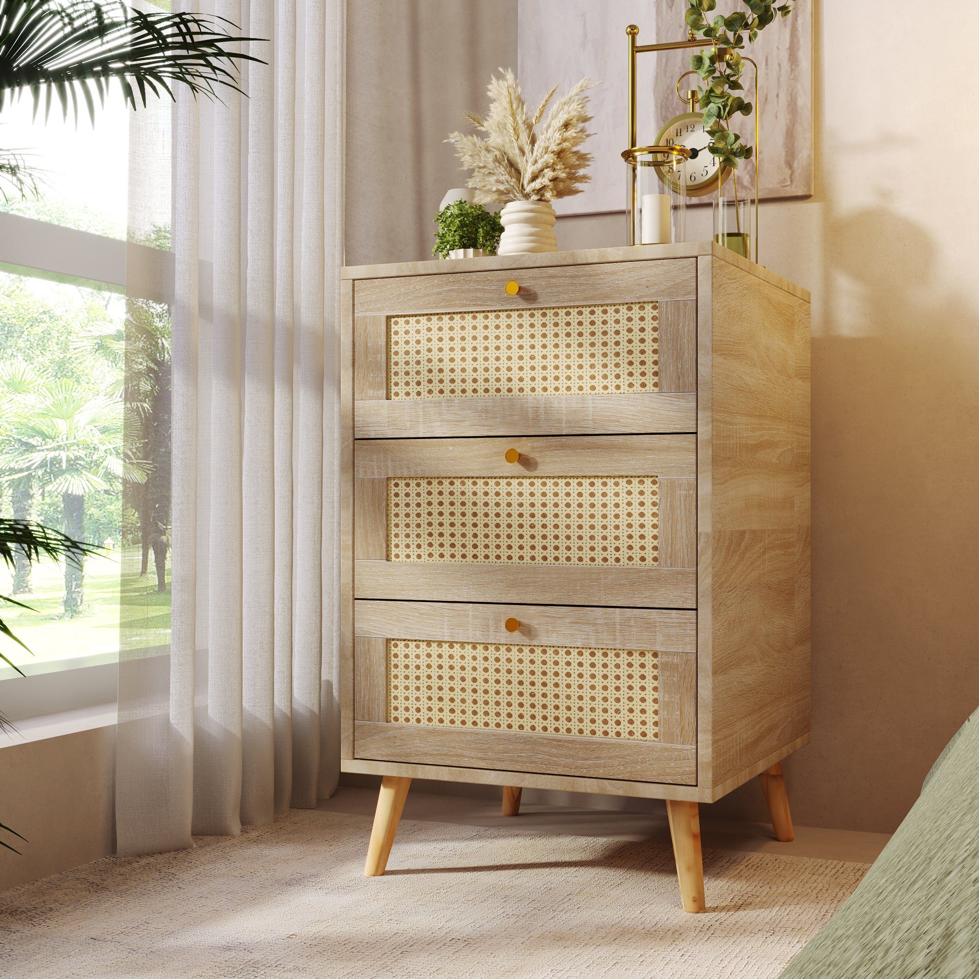 Kommode (Sideboard, 1 St), Schubladenschrank mit 3 Schubladen, 48.5 x 48.6 x 79.5 cm