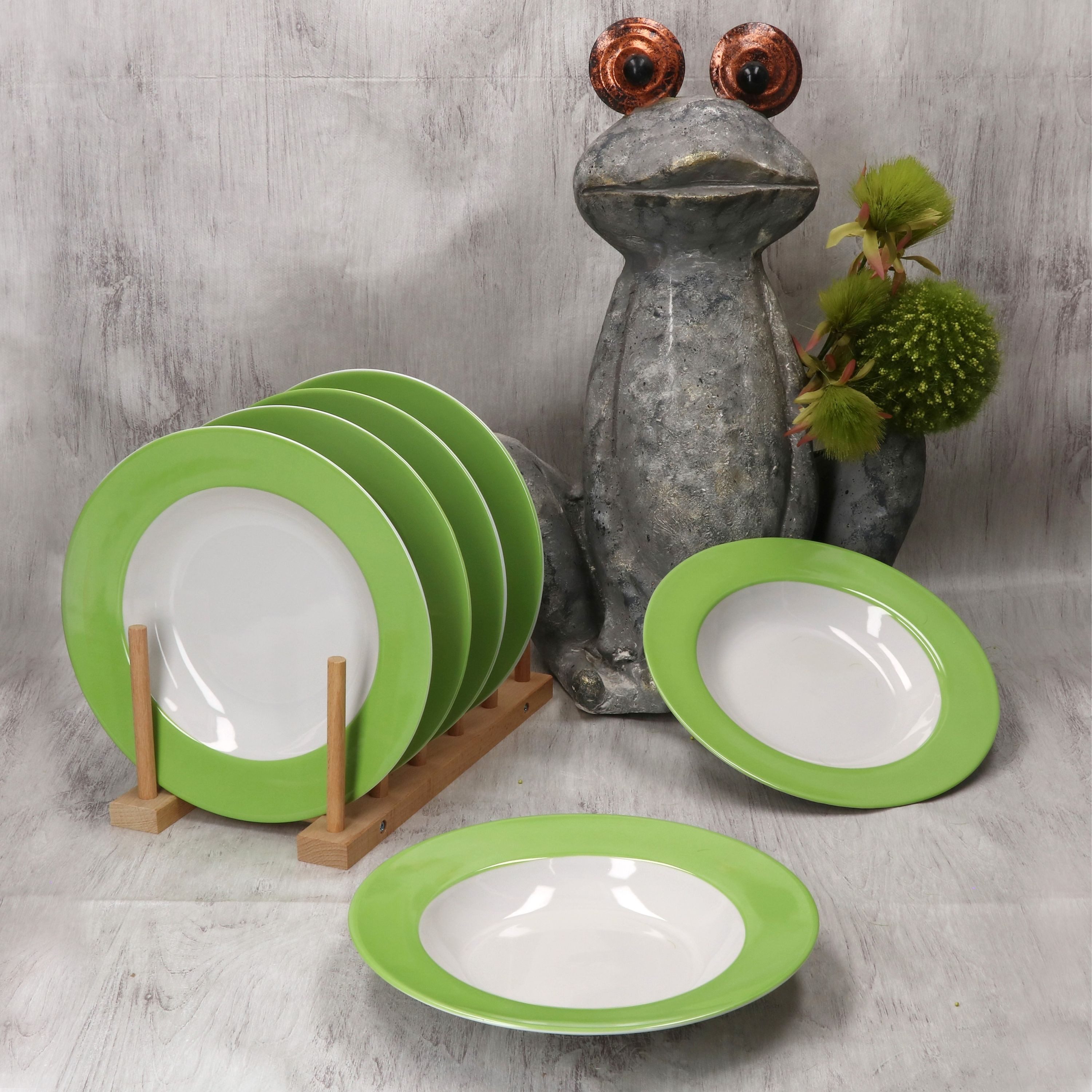 MamboCat Suppenteller 6er Set Variant Grün Suppenteller bunt tiefe Teller Pasta Salat