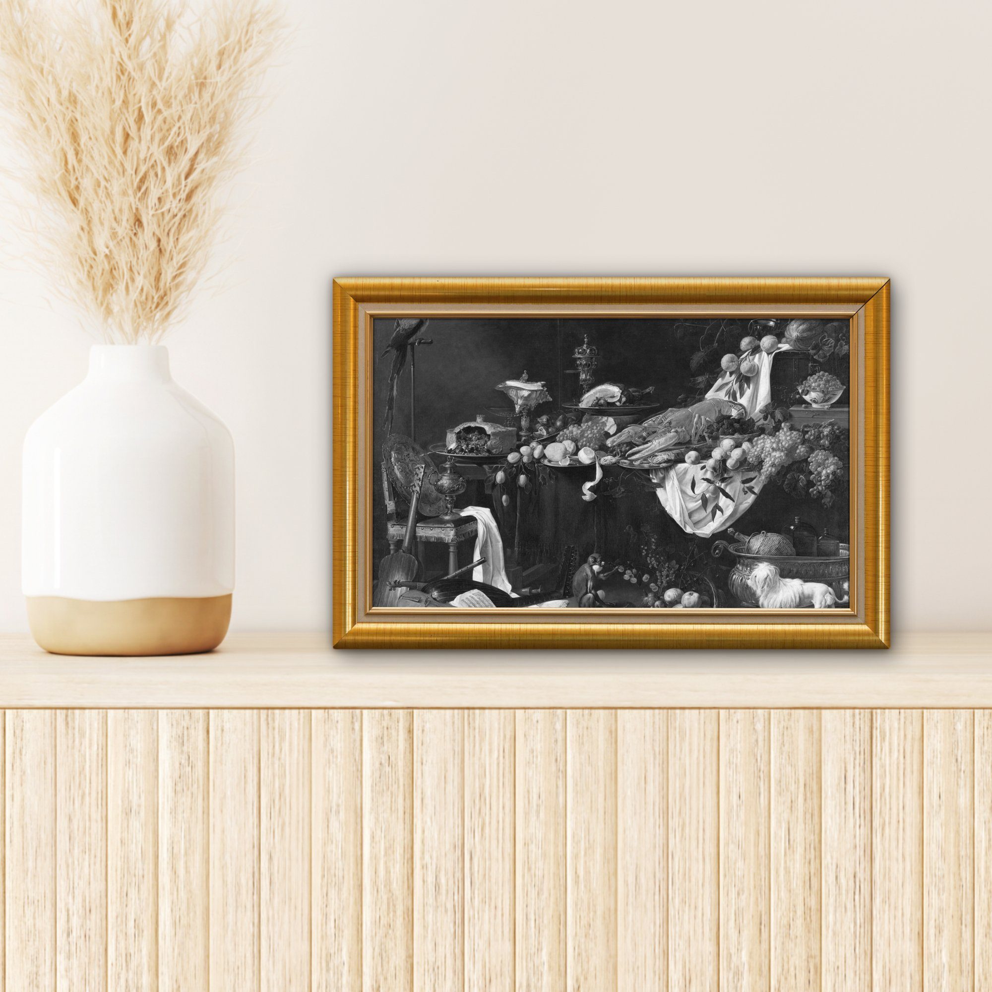 OneMillionCanvasses® Leinwandbild Stilleben - Wanddeko, - cm (1 30x20 Maler Liste St), - Wandbild Leinwandbilder, Gold, Aufhängefertig