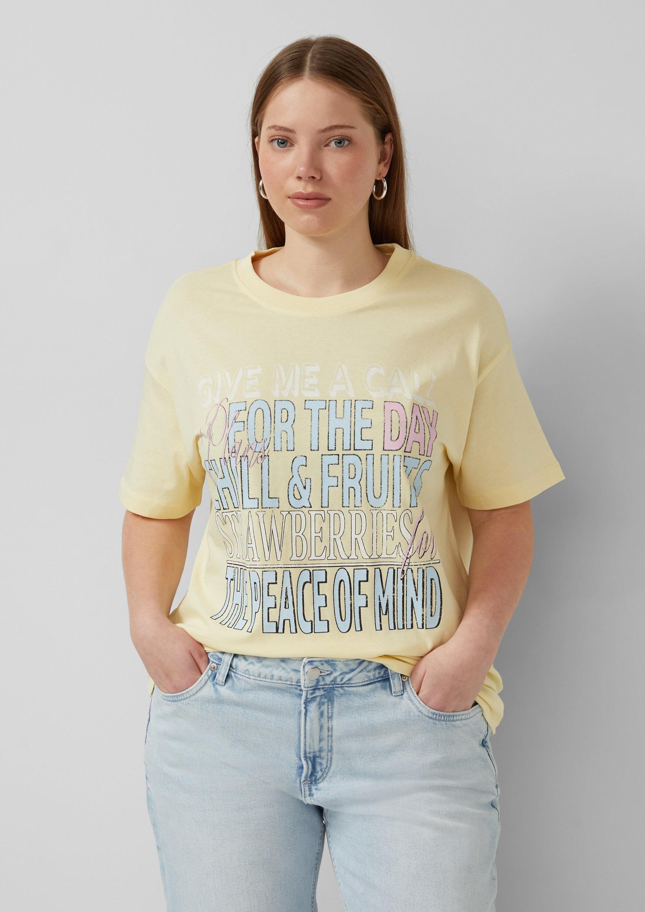 QS Kurzarmshirt T-Shirt Boyfriendshirt mit Wordingprint