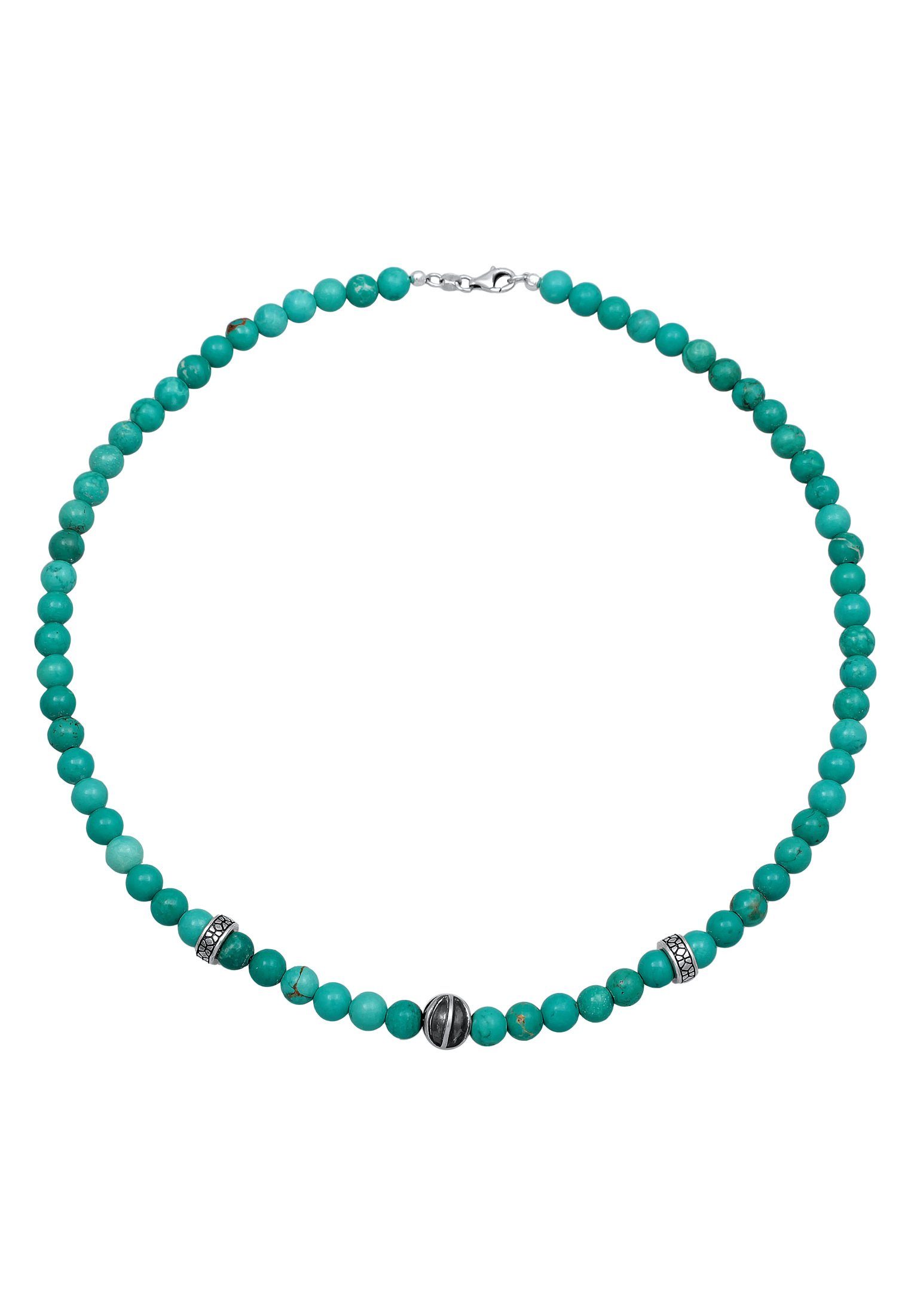 Kuzzoi Silberkette Howlith Türkis Edelstein Perlen Beads 925 Silber, Kugel