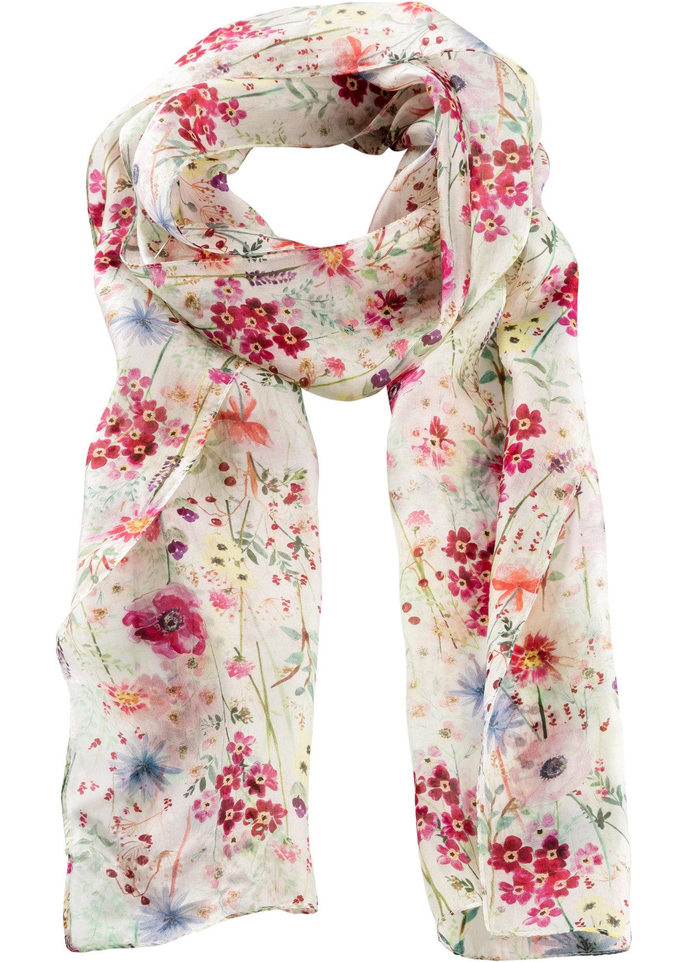 bonprix Schal, (1-St), aus reiner Seide, mit Blumenmuster, feminin gestaltet