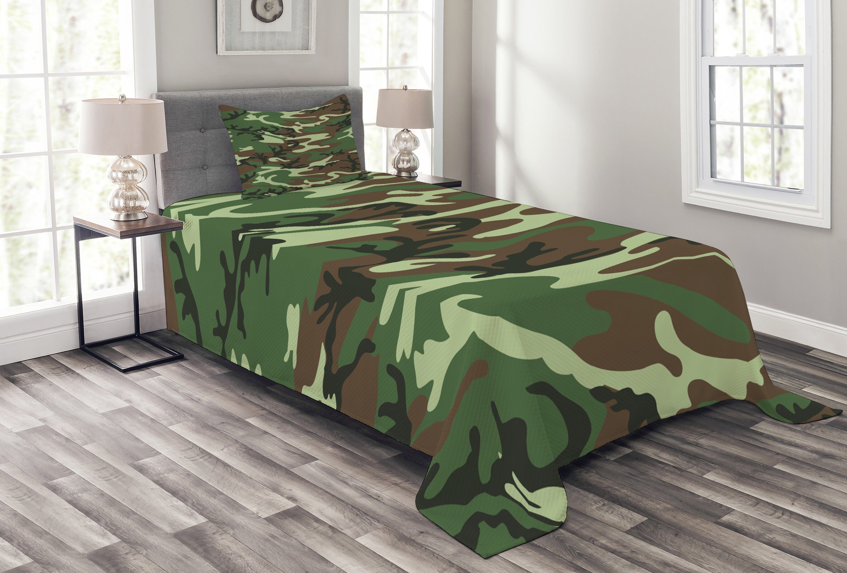 Tagesdecke Set Classic Waschbar, Woodland Kissenbezügen Camo mit American Abakuhaus