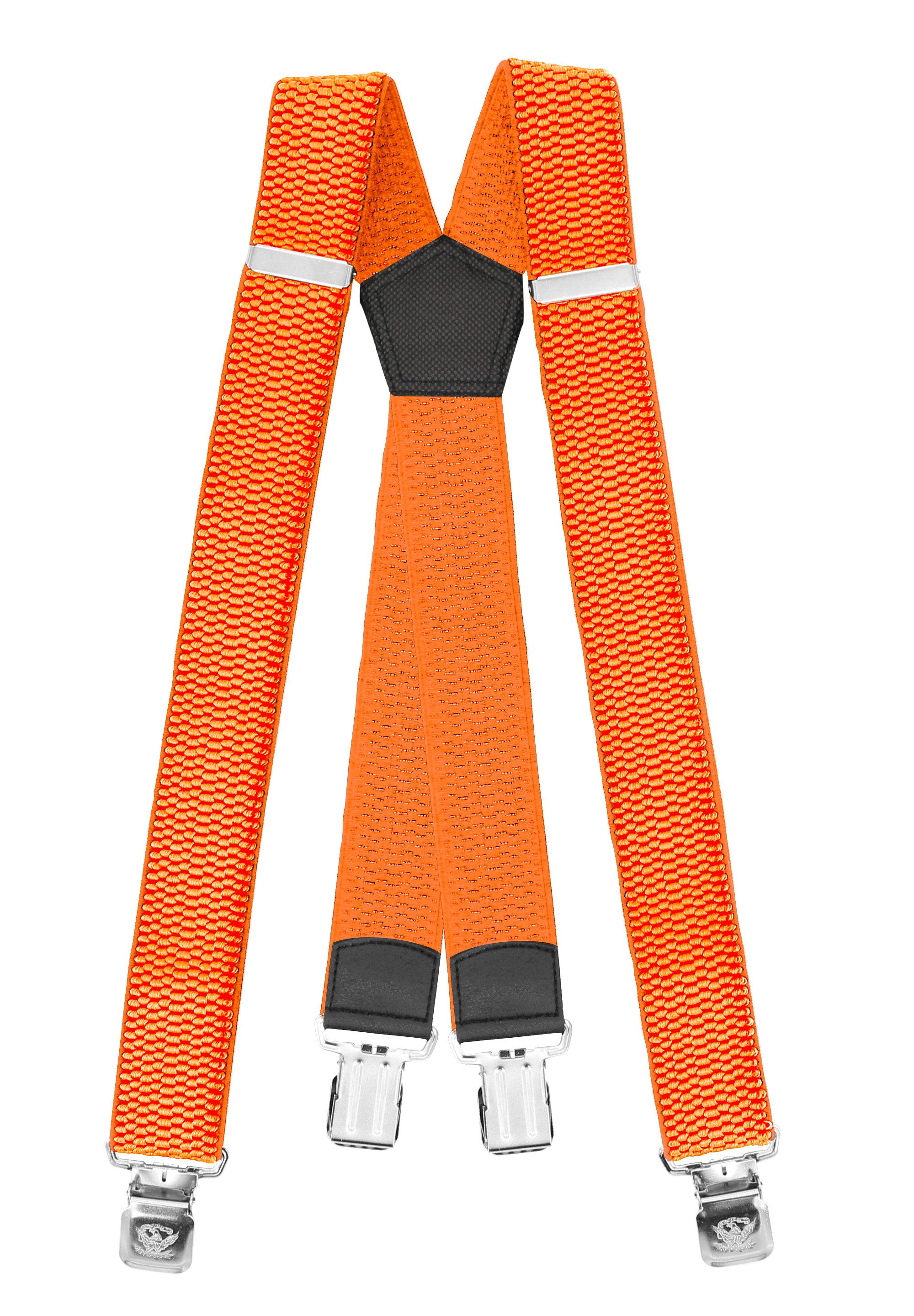 Fabio Farini Hosenträger 4cm Breites X-Design verstellbar mit extra starken Clipverschluss, Neonorangr