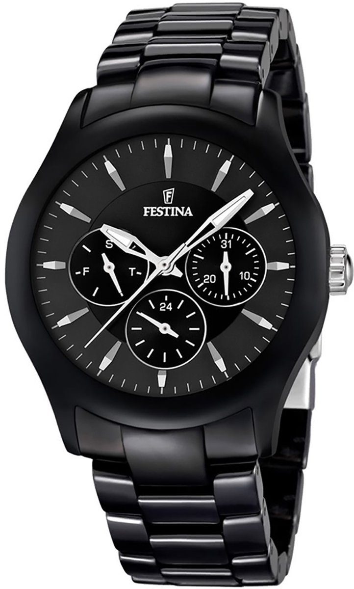 Festina Multifunktionsuhr Festina Damen-Herren Uhr F16639/2, Damen, Herren  Armbanduhr rund, Keramikarmband schwarz