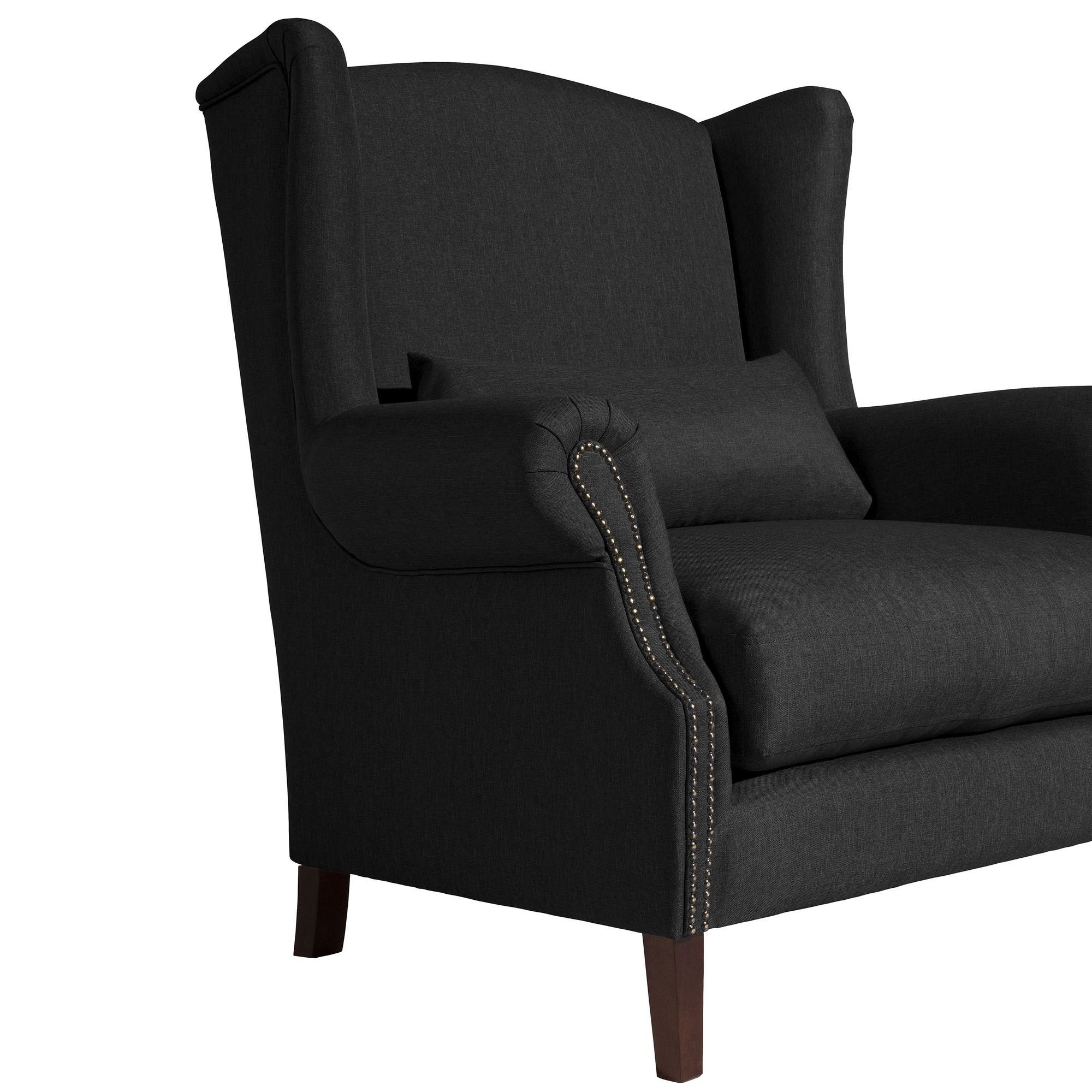 dunkel aufm Sitz schwarz Bezug Kostenlosem Sessel Flachgewebe 21674 58 Sessel Buche 1-St), Kandy Versand, (Sparpreis verarbeitet,bequemer nussbaum hochwertig Kessel / inkl.