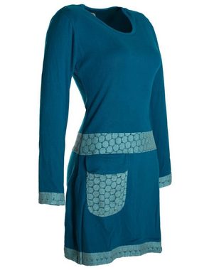 Vishes Tunikakleid Langarm Shirt Kleid Jersey Hippie Blumen Sidebag Boho, Goa, Elfen Style