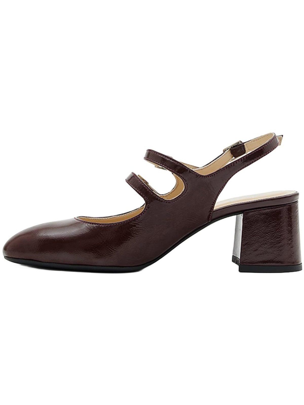 Desa DESA Damenschuhe mit Schnallendetail aus Lackleder und Blockabsatz Pumps