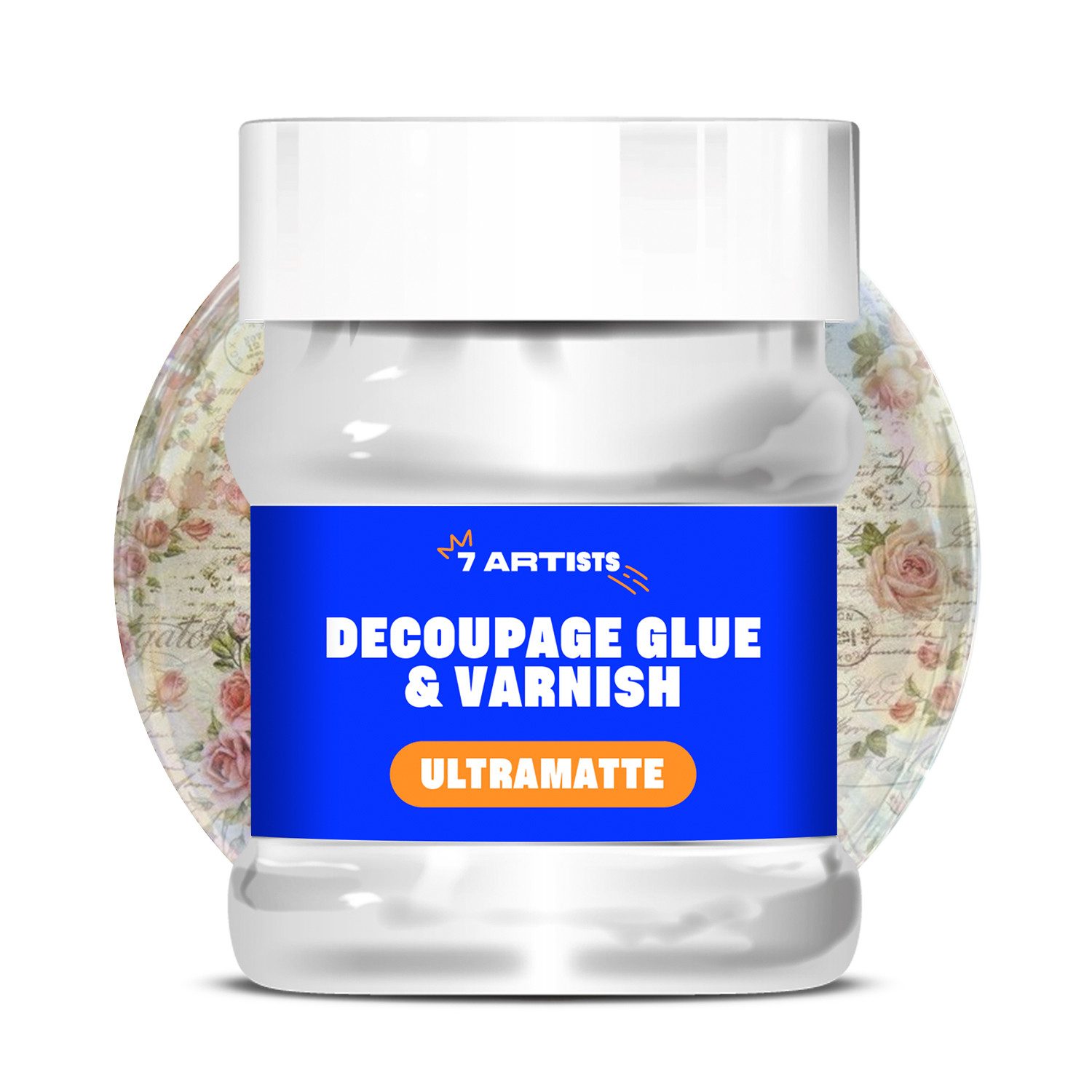 7 Artists Bastelkleber Decoupage Kleber Lack Wasserfest 230 ml, Half Glossy und Matt, Decoupage Kleber + Lack