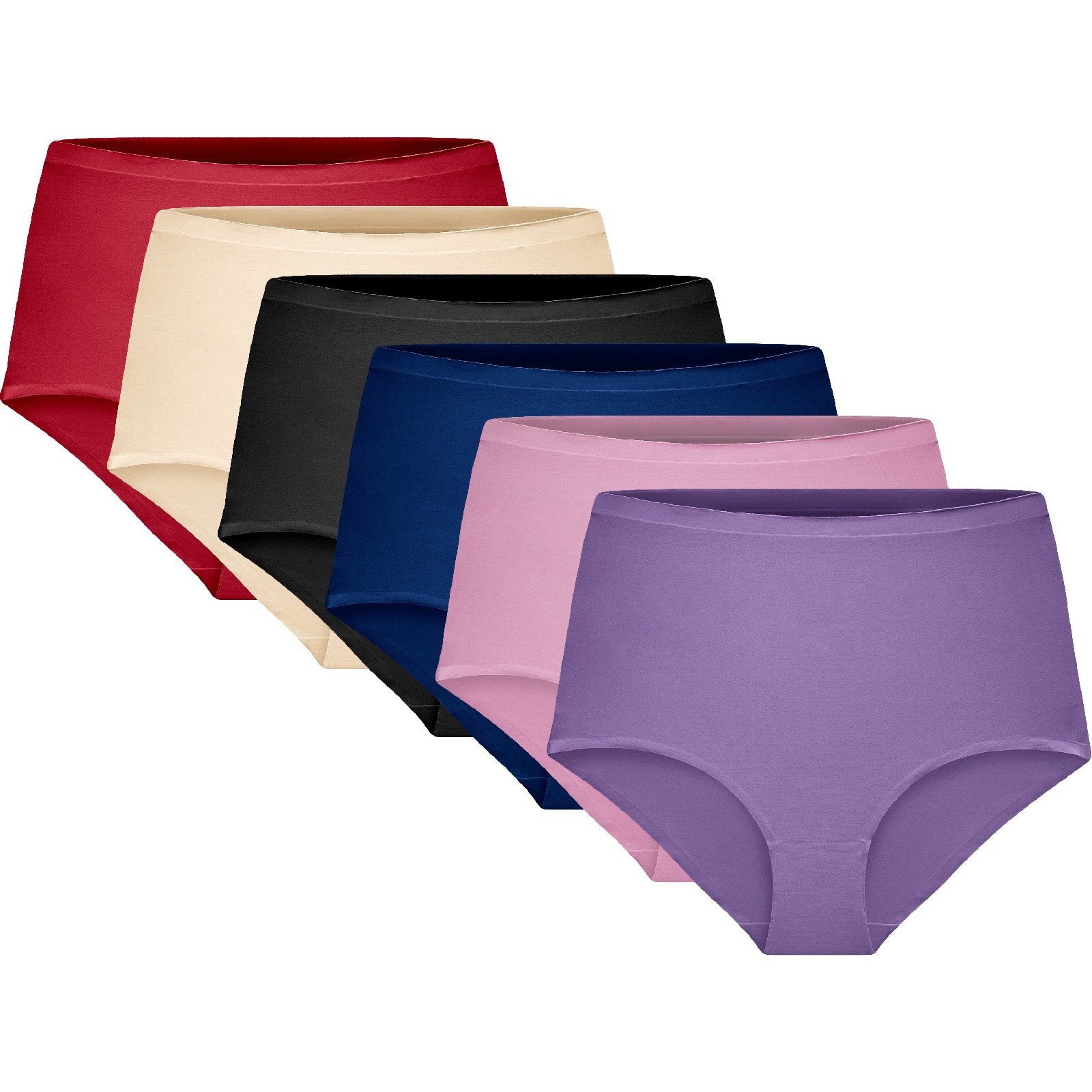 TEXEMP Maxislip Damen Mikrofaser Mit Elastan 6er Pack Taillenslips Frauen Unterwäsche (Packung, 6-St., 6er-Pack) Nahtlos - Nicht sichtbar - Pflegeleicht