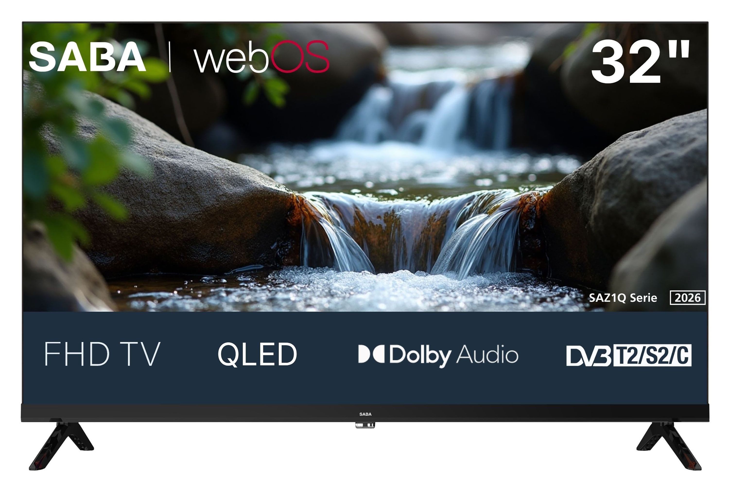 Saba SA32Z1QF QLED-Fernseher (80 cm/32 Zoll, Full HD, Smart TV, webOS Smart TV, Dolby Audio, Bluetooth, Triple-Tuner)